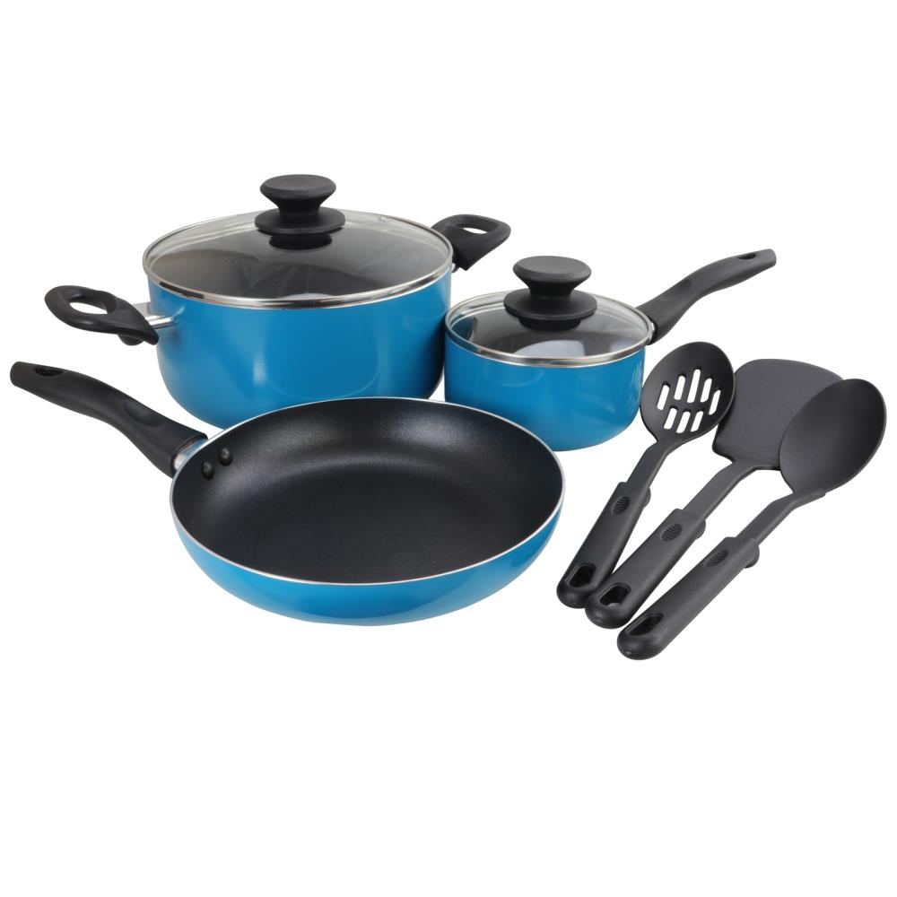 Gibson Home Hestonville 7 Piece Aluminum Nonstick Cookware Set in Grey with  Bakelite Handles in the Cooking Pots department at