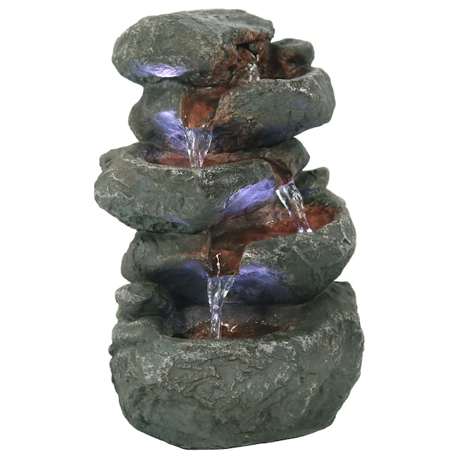 Sunnydaze Decor Tabletop Water Fountain With Led Lights Stacked Rocks Indoor Waterfall Feature Quiet And Relaxing Sound Small 10 5 In Desktop Size Home For Bedroom Or Dining Area The - Indoor Water Fountains For Home Decor