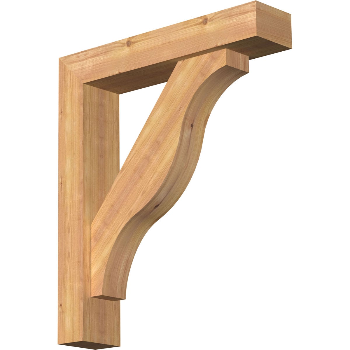 Ekena Millwork 1462350 Funston Block Smooth Bracket with Offset Brace 5-1/2-in x 26-in x 30-in Western red cedar Brown Wood Standard bracket