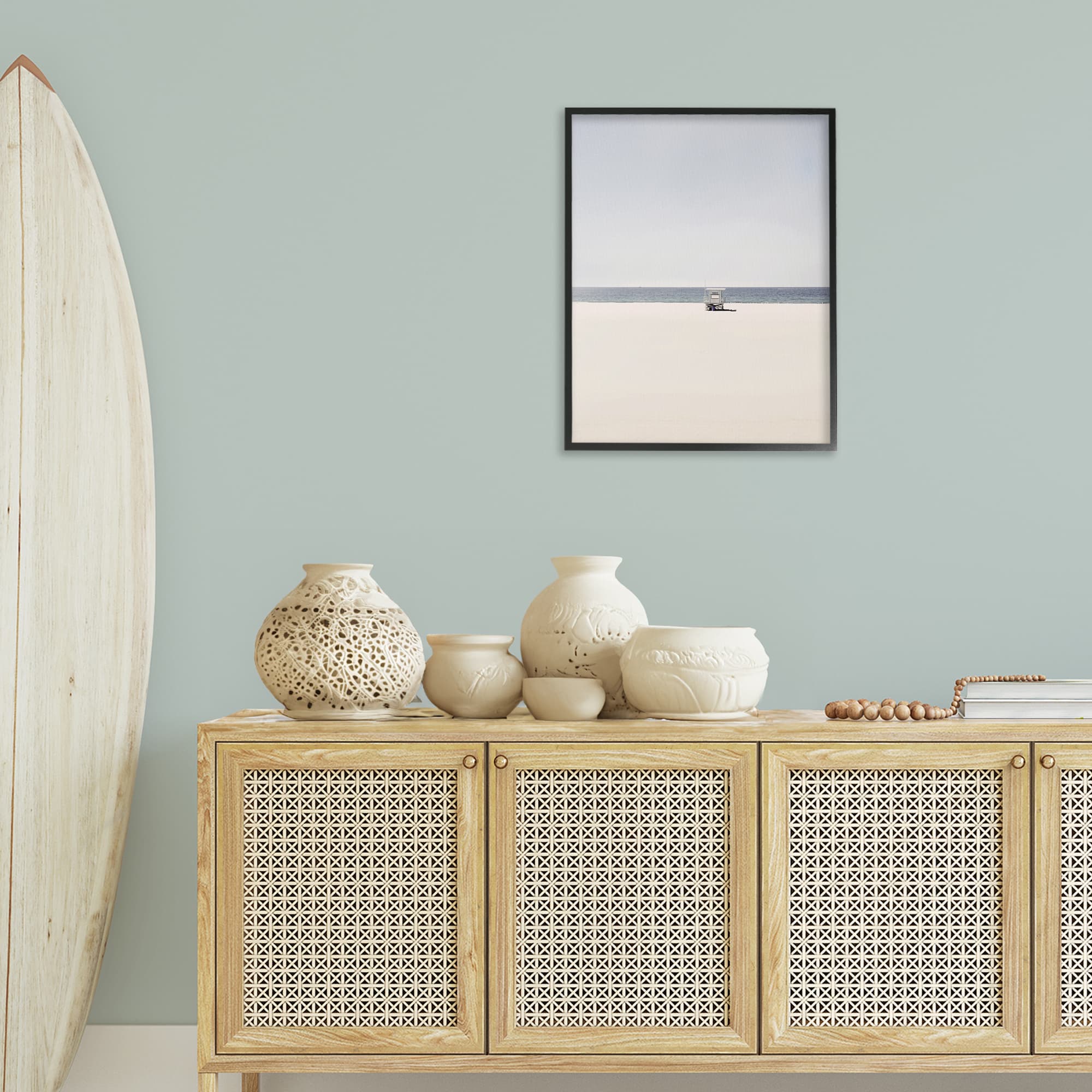 Stupell Industries Distant California Beach Hut Black Framed Giclee Art ...