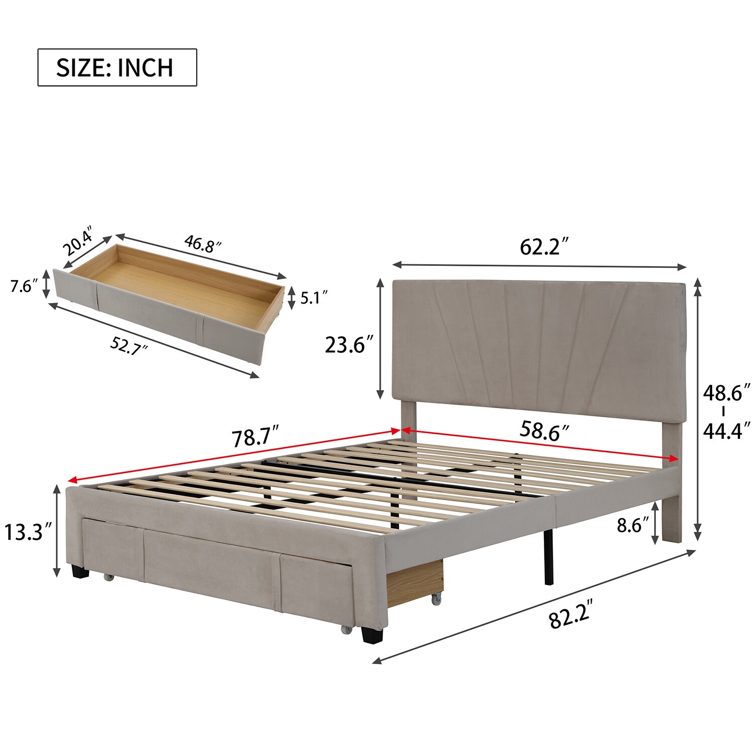 GZMR Beige Queen Contemporary Platform Bed with Storage in the Beds ...