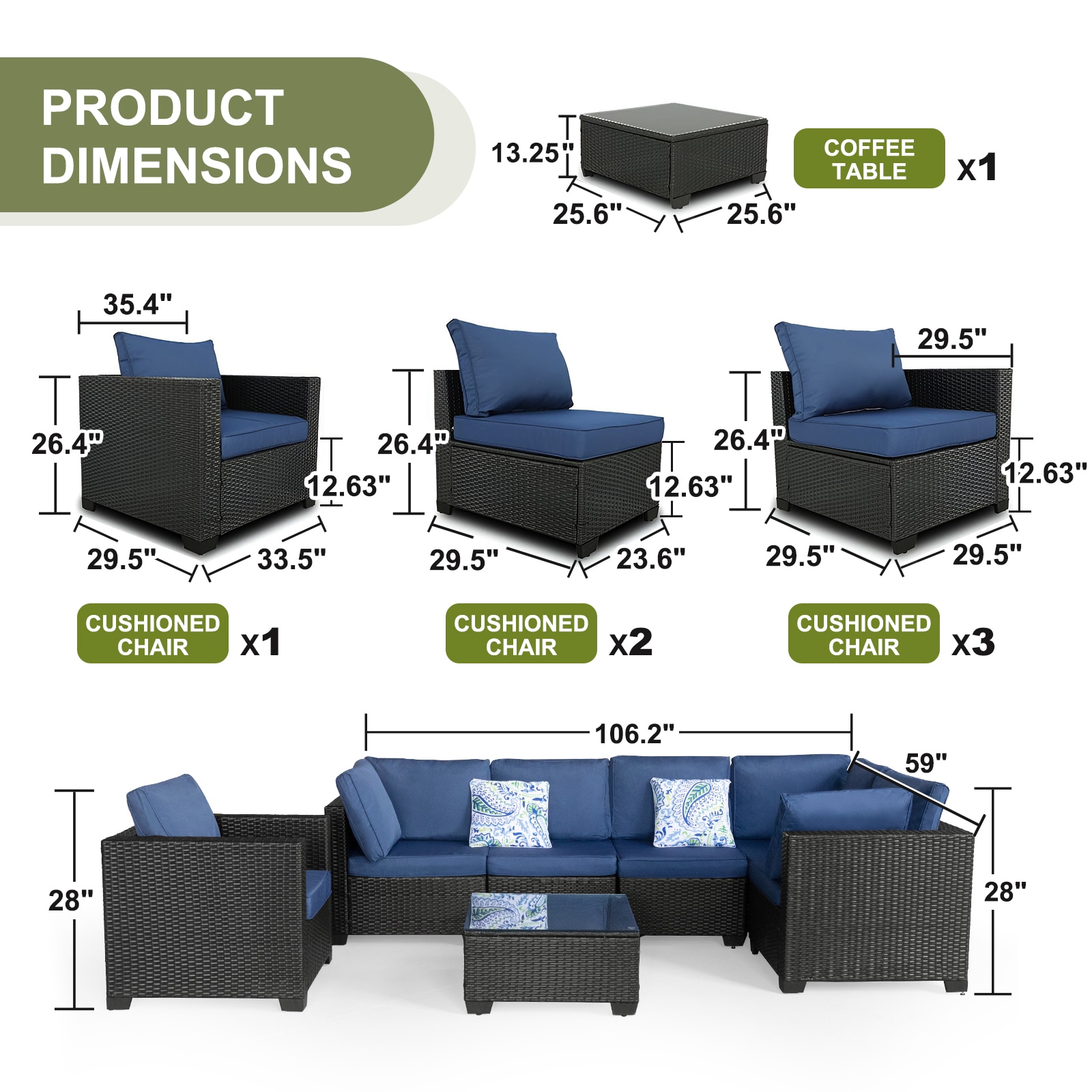 CASAINC CEW-HZ005-GR Patio-Conversation-Sets - View #6