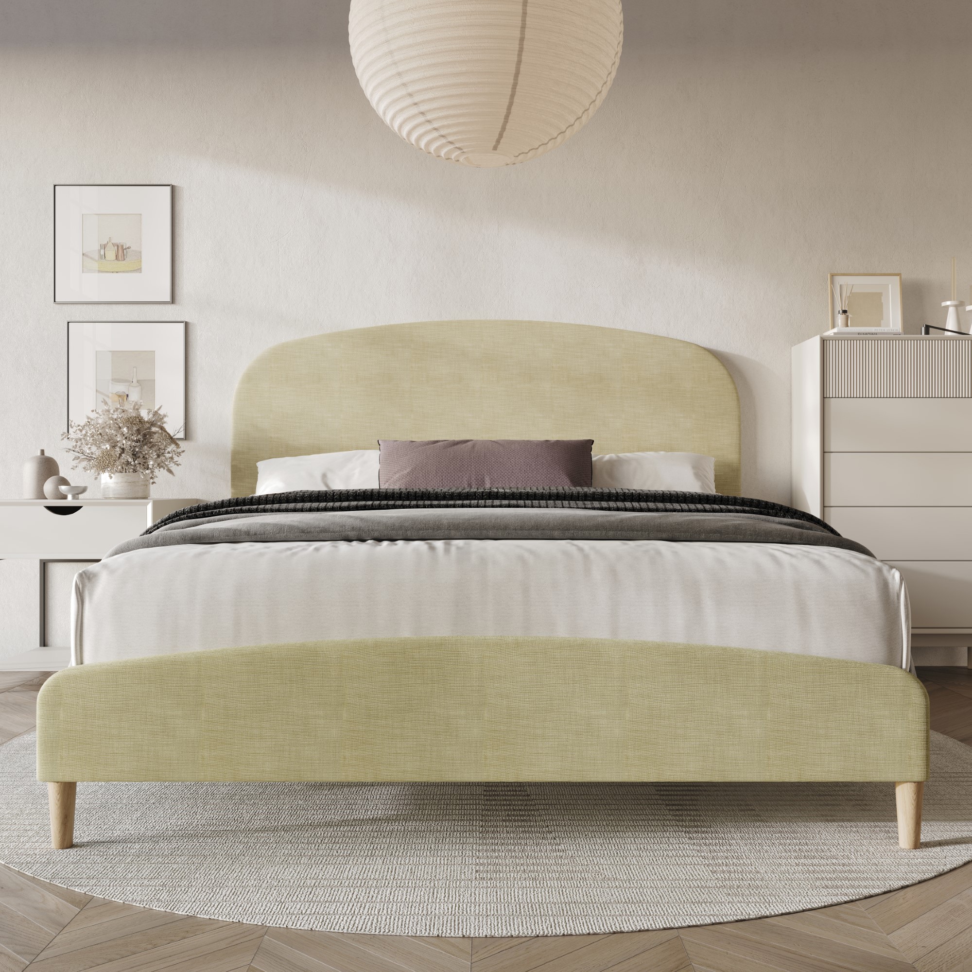 Home Design 80192-131 Rugby Cream Twin Wood Panel Bed