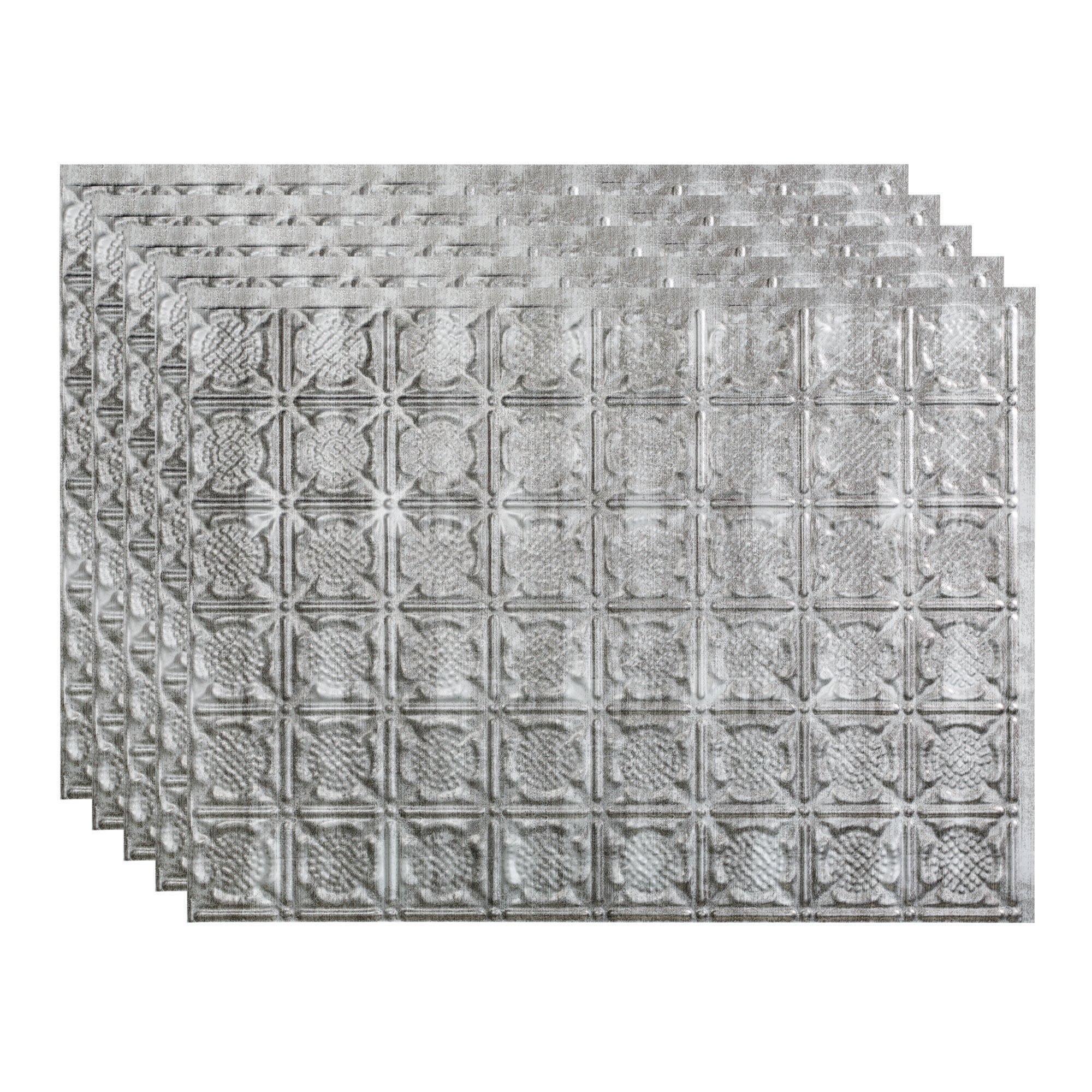Fasade PB5621 Traditional 6 18.25-in x 24.25-in Vinyl Crosshatch Silver Backsplash Panels 5.0 -Pack