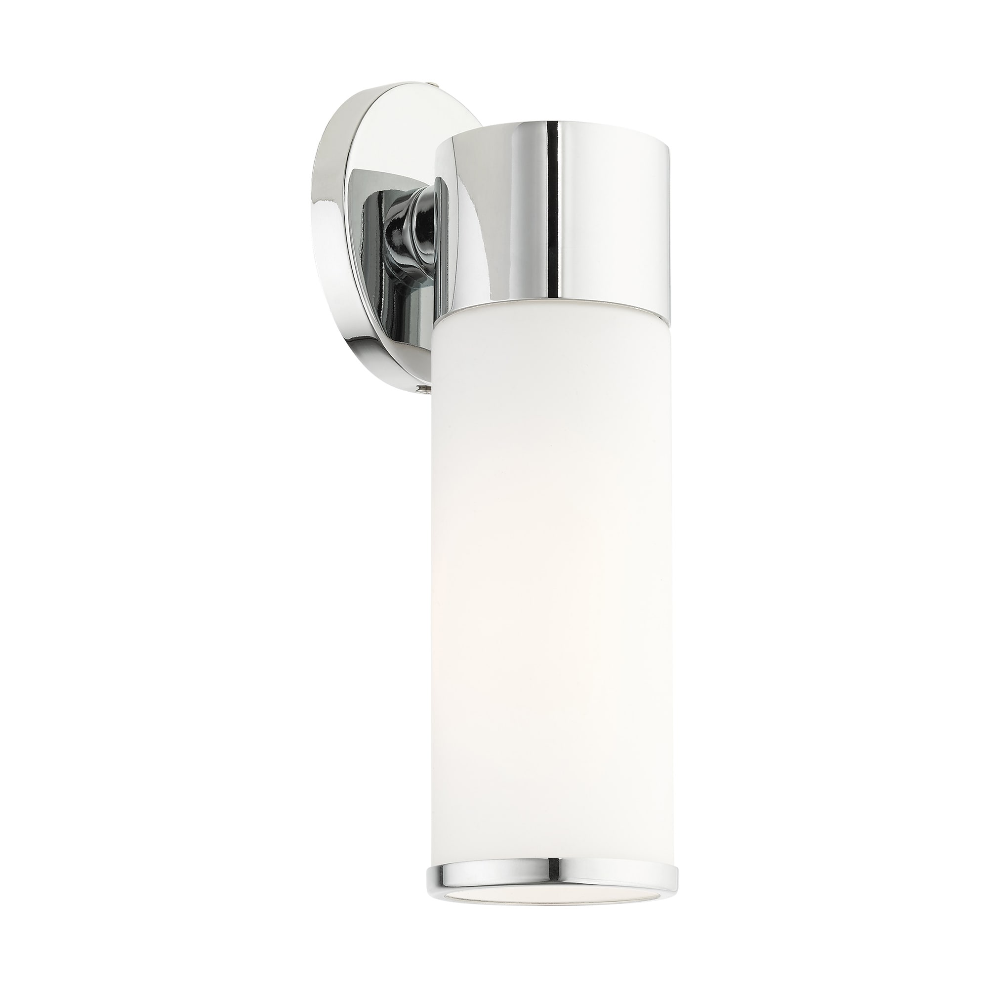 Polished Chrome Steel Wall Sconce with Opal Glass Shade