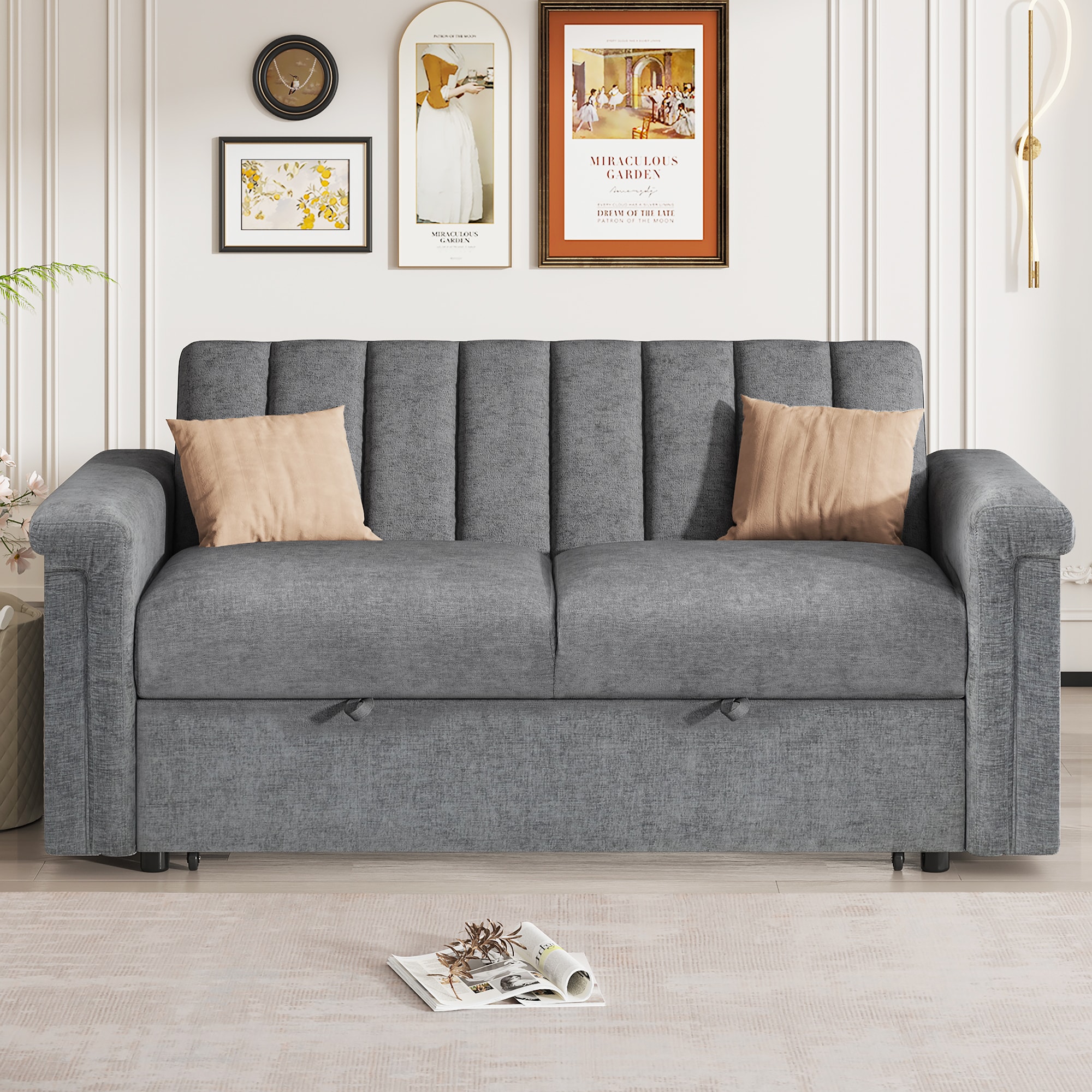 ModernLuxe WY000426AAE Convertible Soft Cushion Sofa Pull Bed for Two People to Sit On