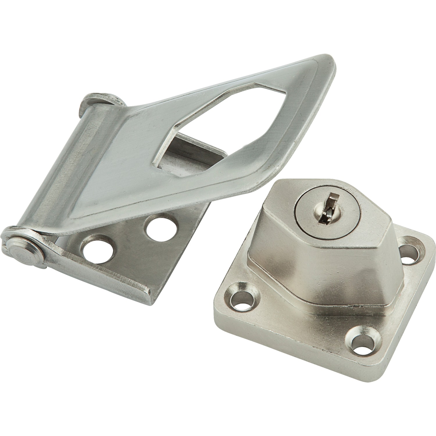 National Hardware  Brushed Stainless Steel 3 1/2 in. L Keyed Hasp Lock 1 pk
