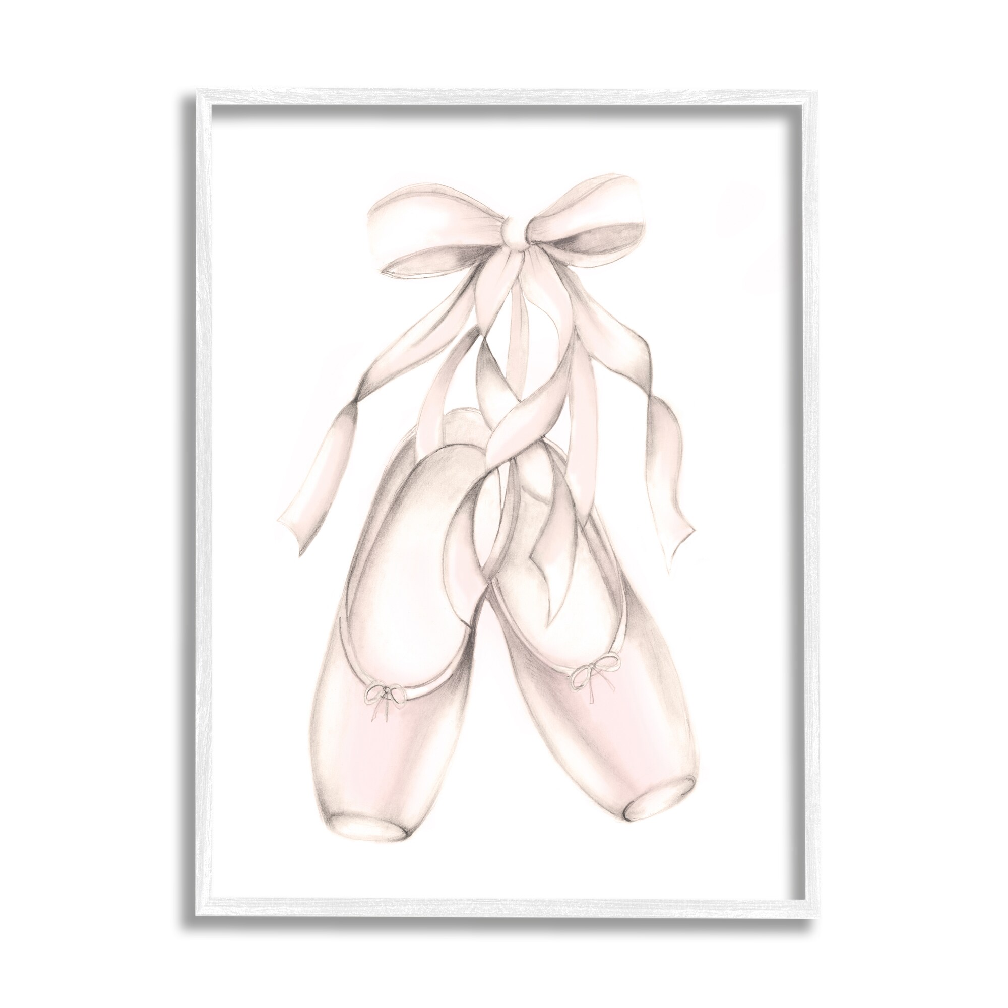 Stupell Industries Stupell Industries Soft Pink Ballerina Slippers Ballet Dance  Shoes White Framed Giclee Texturized Art by Studio Q, 11 x  x 14 in the  Wall Art department at 