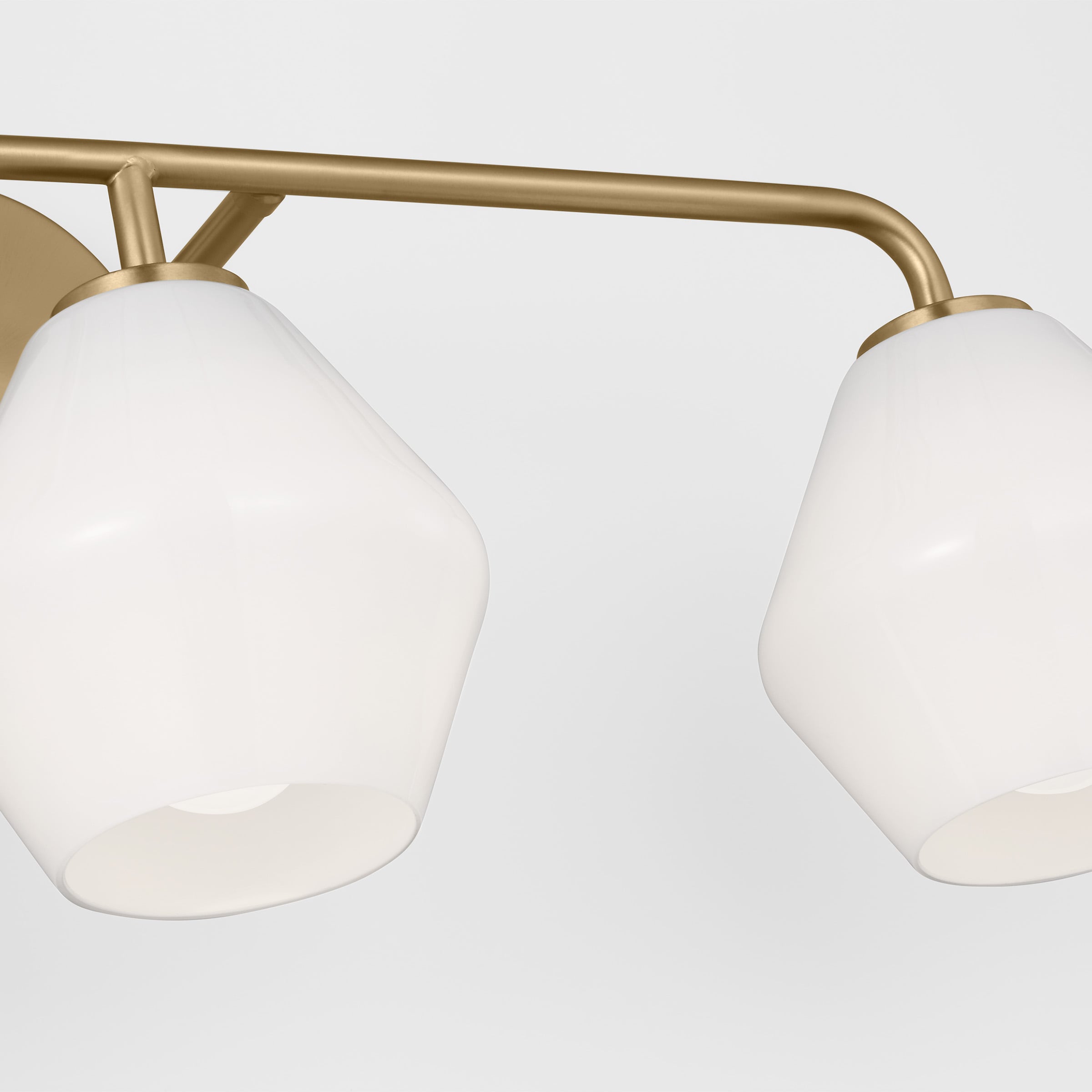 Satin Brass 3-Light Dimmable Vanity Light with White Hexagonal Shades