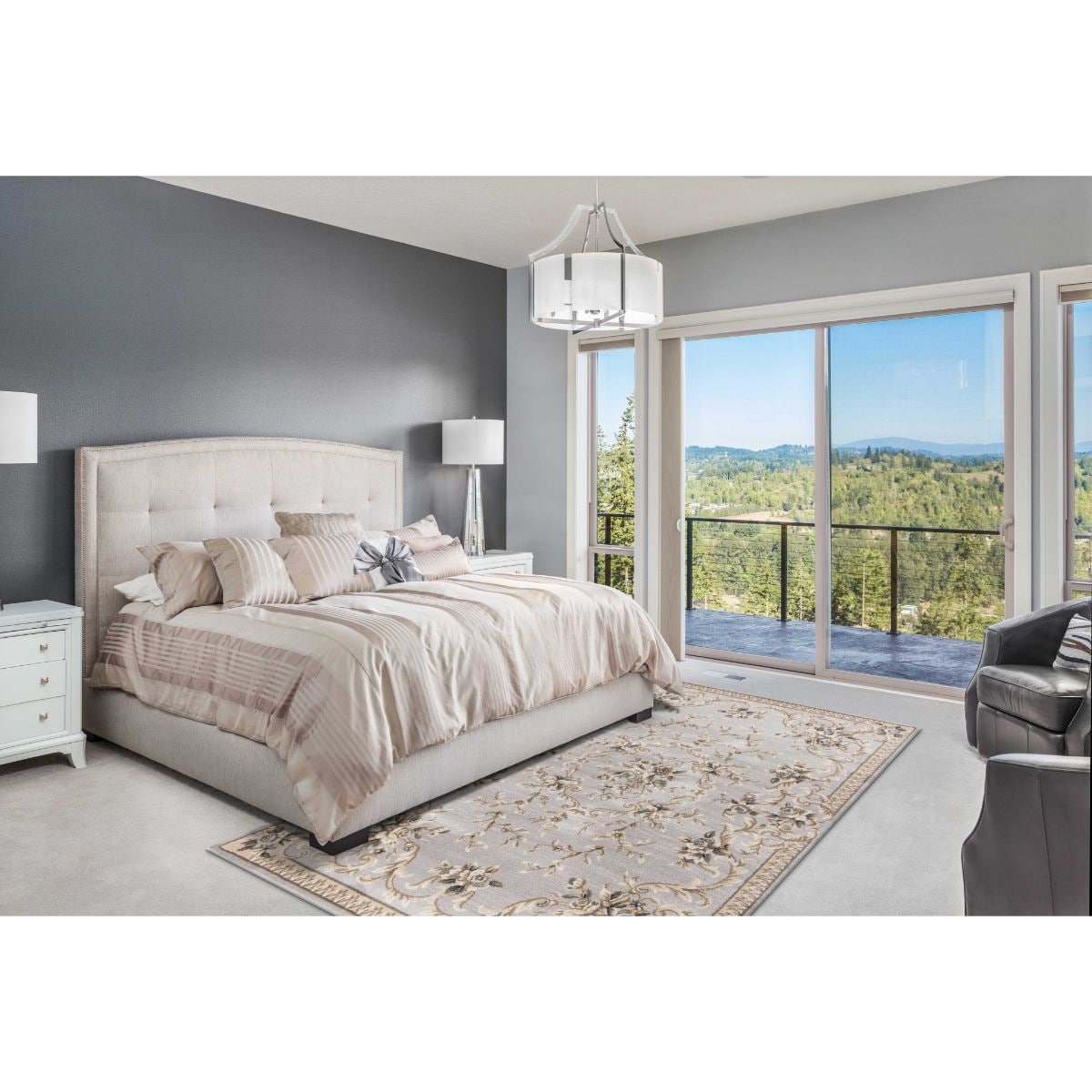 HomeRoots 353449 Bernadette 3 X 5 (ft) Rag Light Gray Indoor Border Area Rug