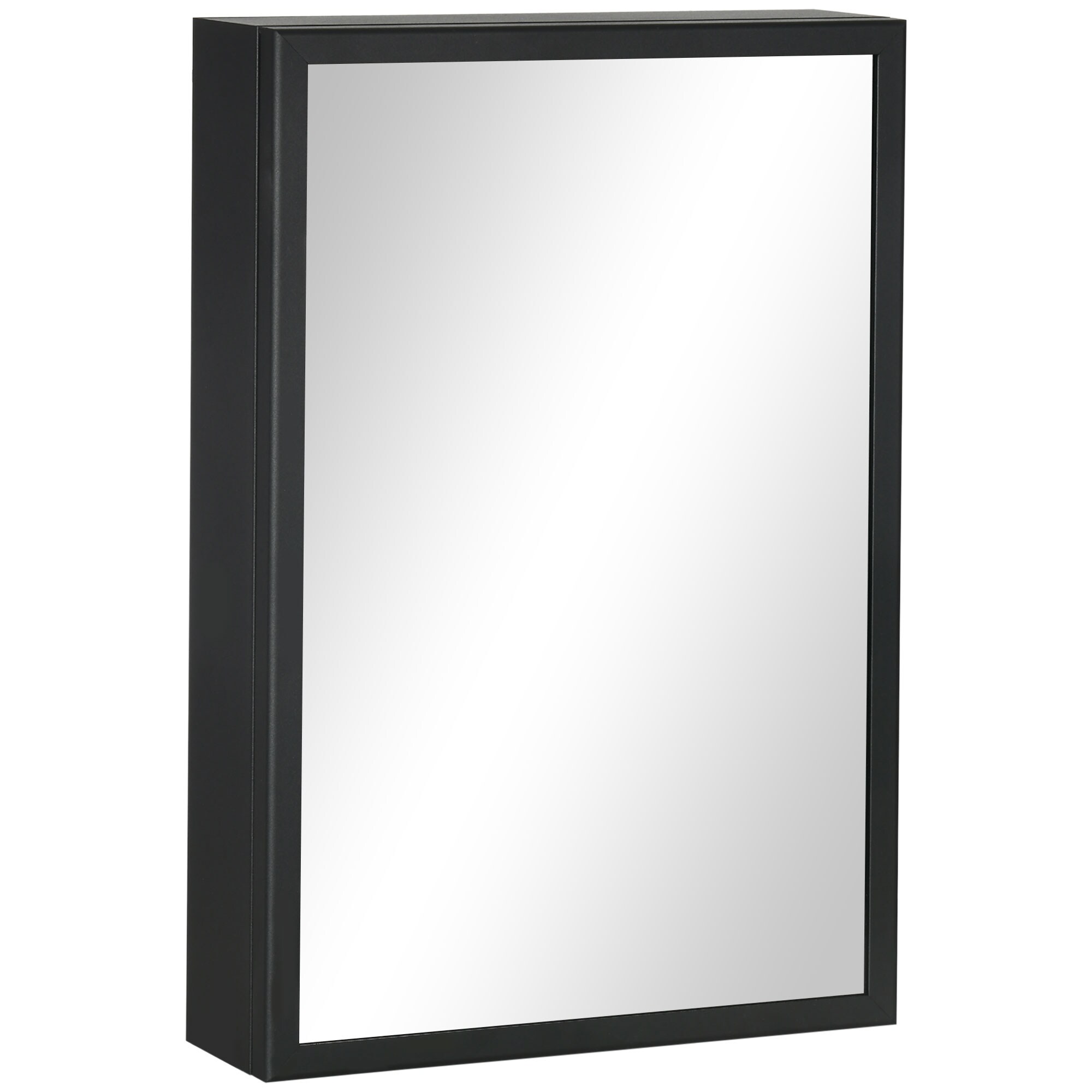 Forclover DASE-123096 15.75-in x 23.5-in Lighted LED Surface Mount Black Mirrored Rectangle Medicine Cabinet