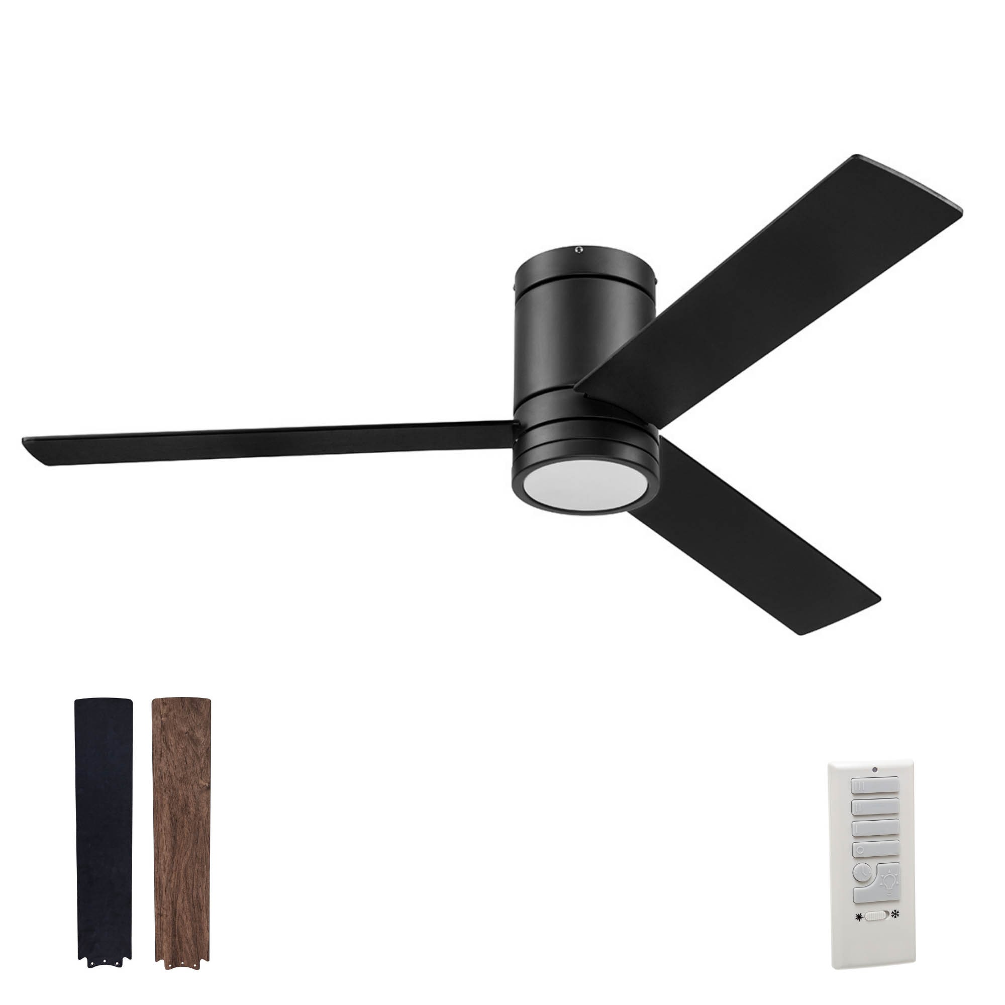 Espy 52'' Matte Black Low Profile Ceiling Fan with LED Light and Remote