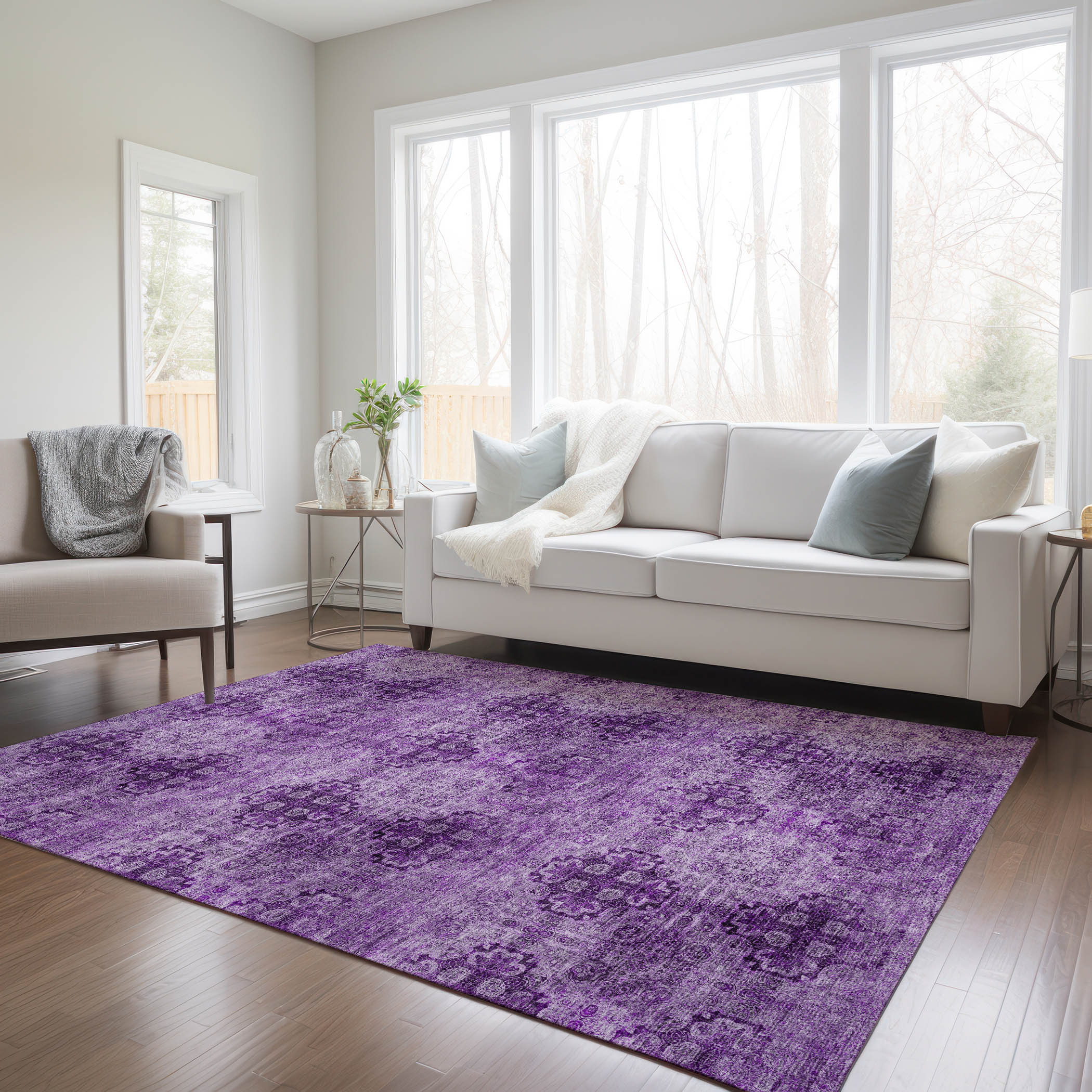 Addison Rugs ACN557EG9X12 Chantille ACN557EG 9 x 12 (ft) Polyester Eggplant Rectangular Indoor/Outdoor Floral/Botanical Machine washable Area rug