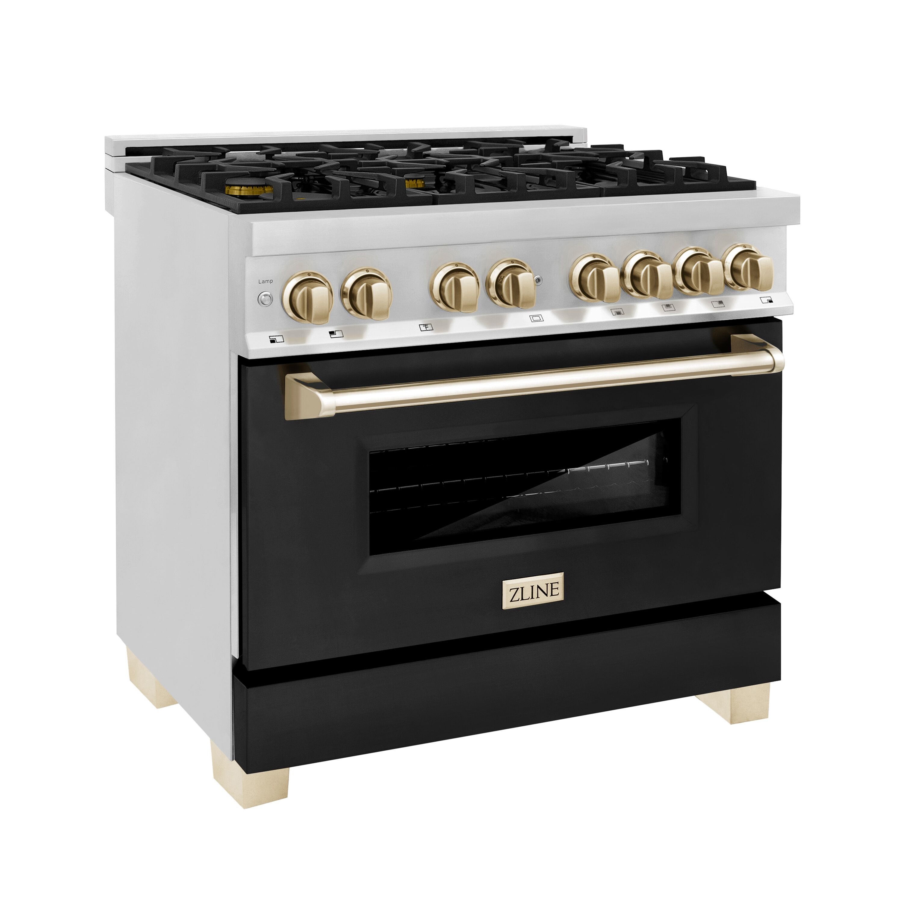 Zline SDRZ-48-MB Autograph Edition Paramount Series 47 7/8 Inch 6.7 Cu. Ft. Dual Fuel Range With 8 Burner Gas Cooktop And Electric Convection Double Oven Stainless Steel Matte Black