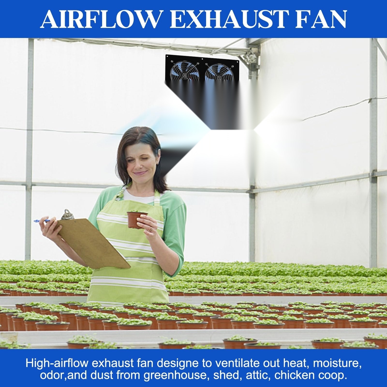 Aoibox  Solar Exhaust Fan for Chicken Coop Powered Fan with 25W Solar Panel 4 Pack High Speed Brushless DC Fans Solar Shed Ventilation Fan