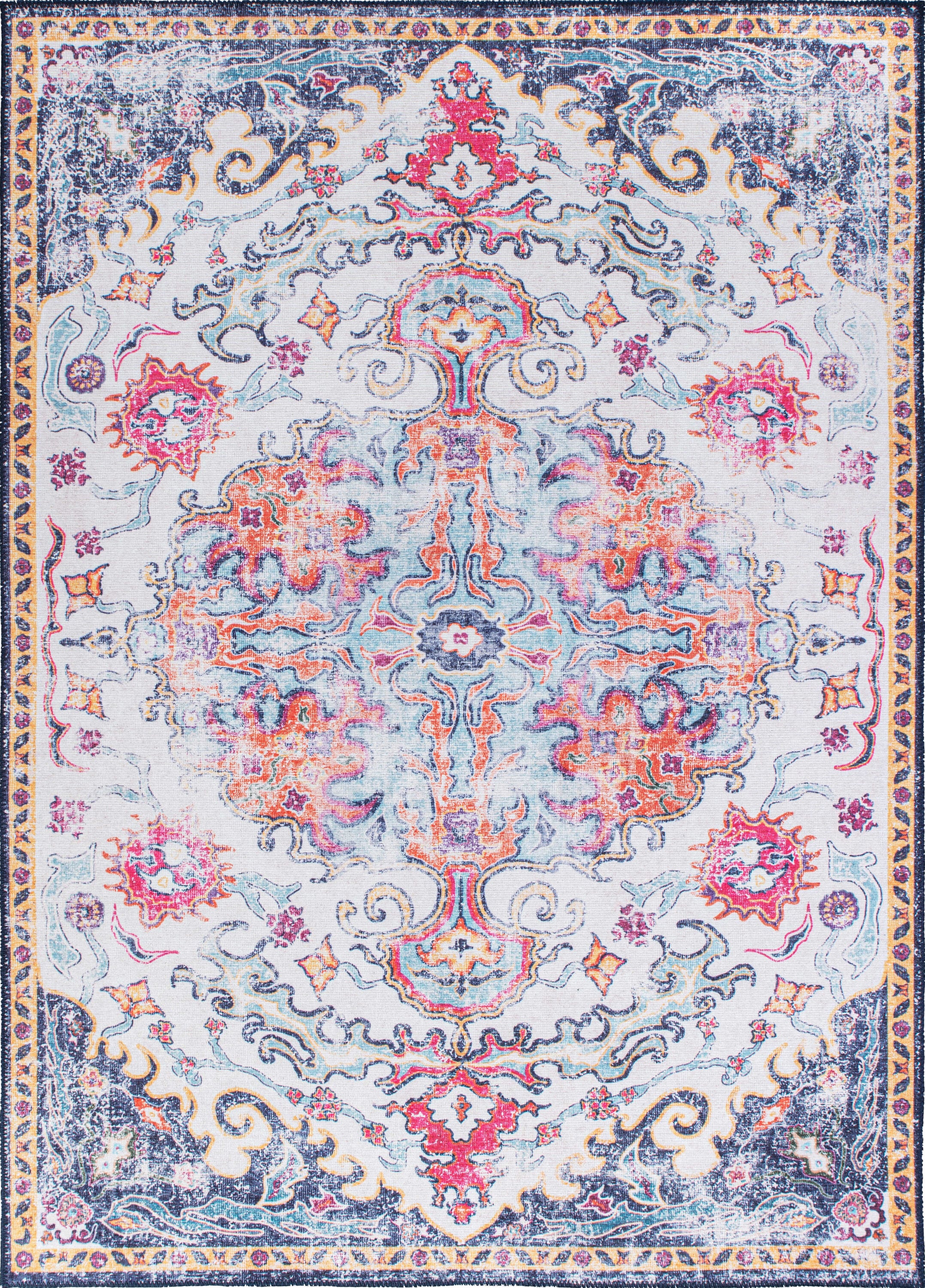 World Rug Gallery 5051MULTI9X12 Somerville 9 x 12 (ft) Loomed Polyester Multi Rectangular Indoor Medallion Bohemian/Eclectic Machine washable Area rug