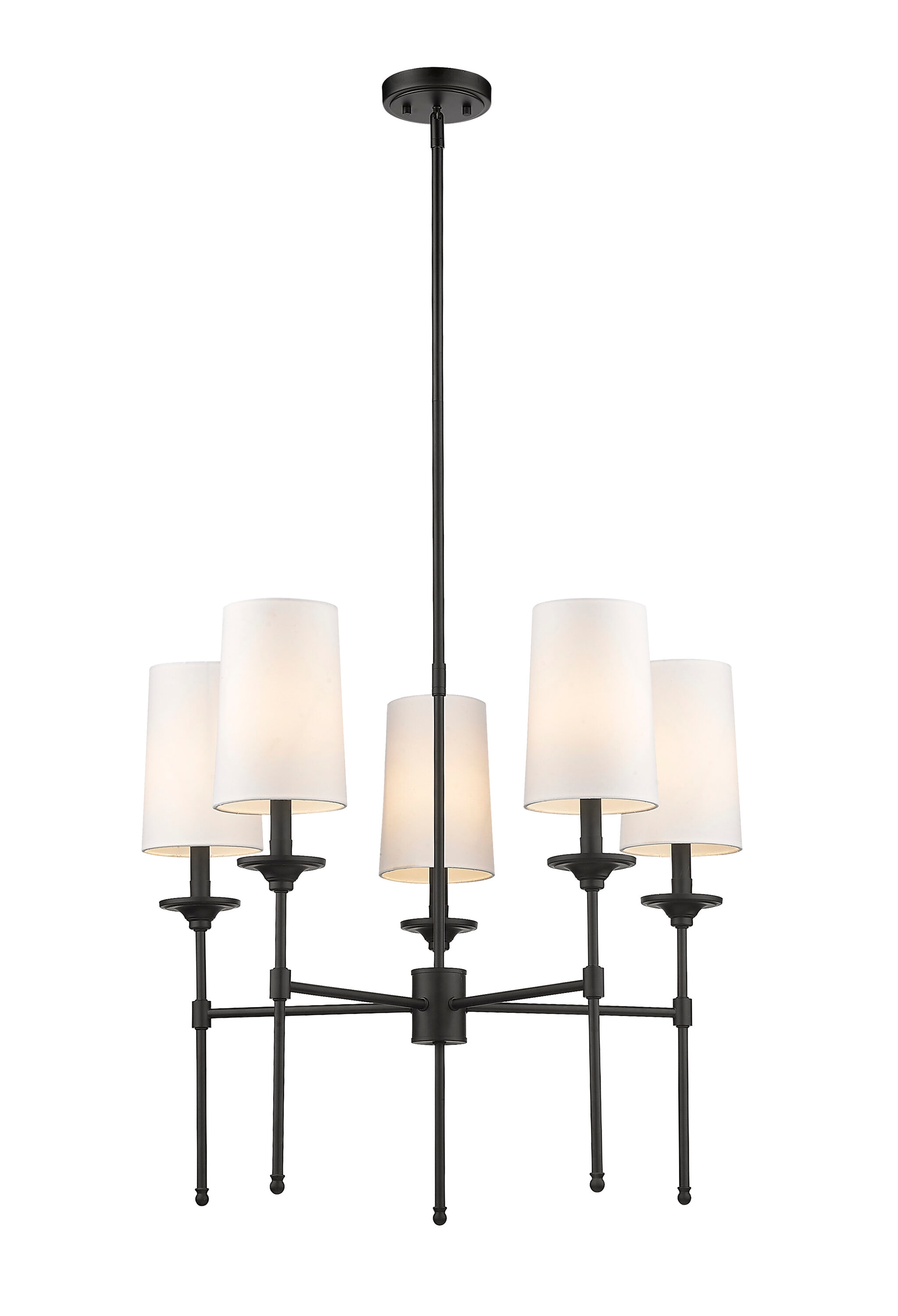 Z-Lite 3033-5MB Emily 5 -Light Matte Black Transitional For Use in Bedrooms, Dining Rooms, Foyers, Kitchens, Living Rooms Chandelier