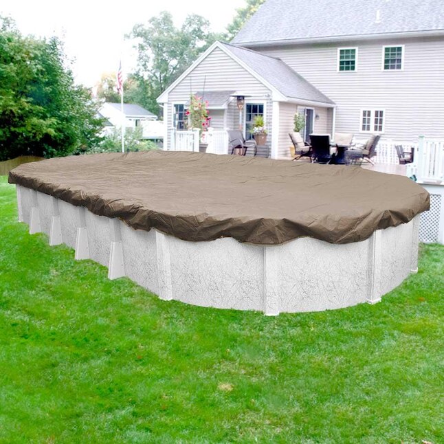 Pool Mate 18 Ft X 12 Sandstone Polyethylene Winter Cover In The Covers Department At Com Pool Mate 18 Ft X 12 Sandstone, 15 By 30 Above Ground Pool Cover