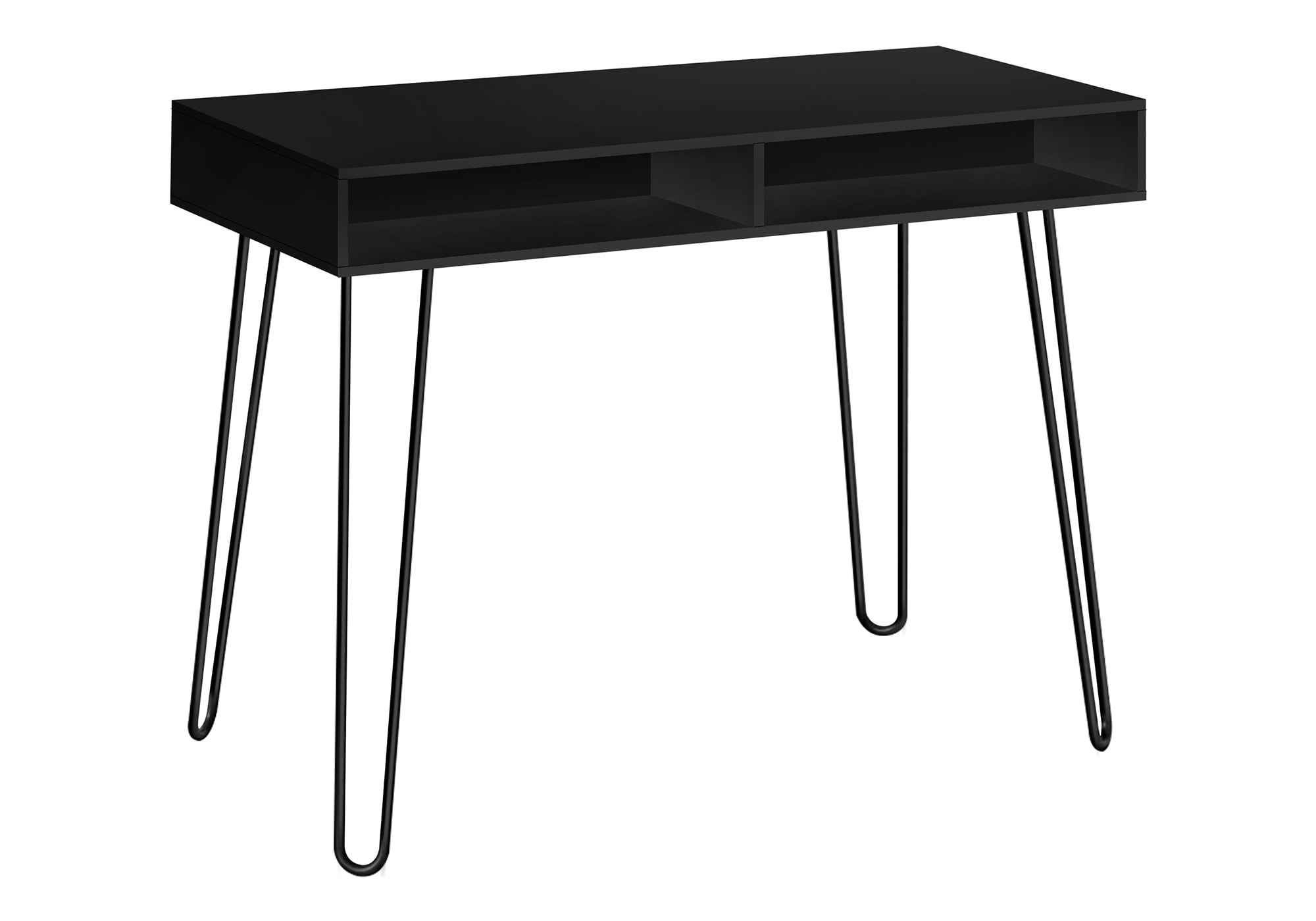 Tatayosi JL-219941 40 Inch Black Modern Computer Desk with Hairpin Legs and Open Storage