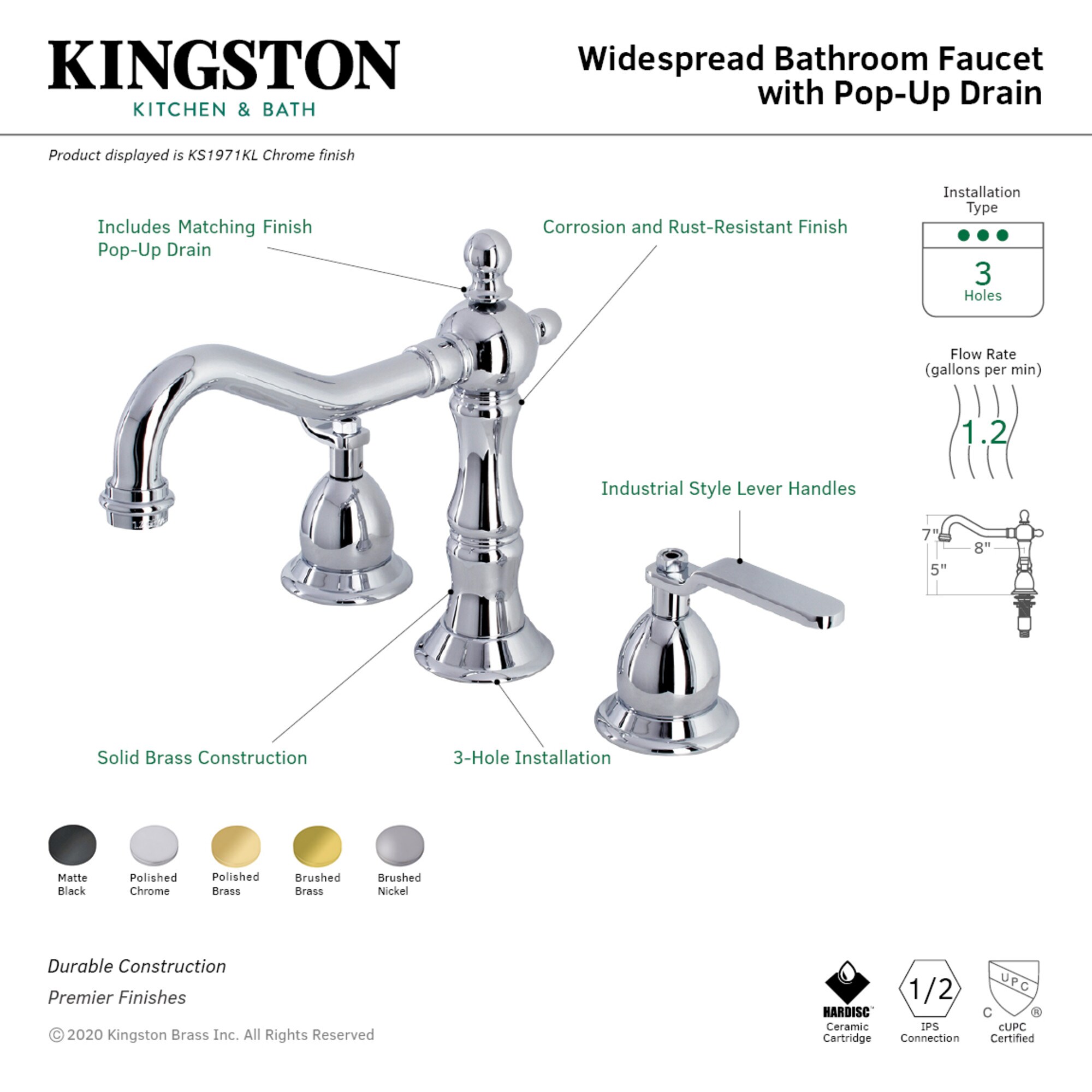 Kingston Brass WLKS1970KL Lavatory-Faucets - View #2