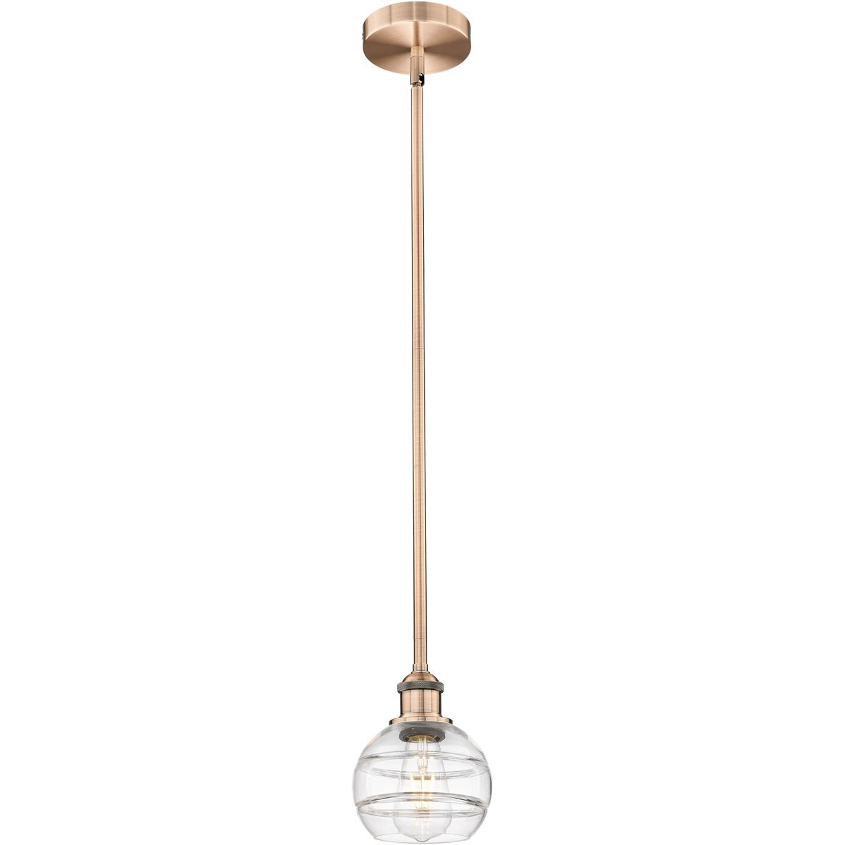  616-1S-AC-G556-6CL Edison Rochester Mini Pendant Antique Copper