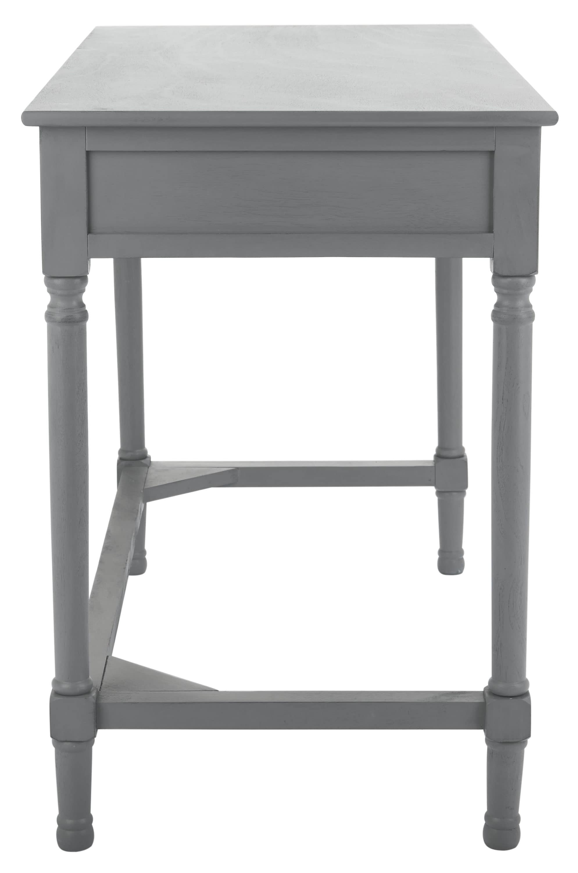 Josie Artisan Carved Floral 46" Wood Desk with Drawers in Distressed Grey