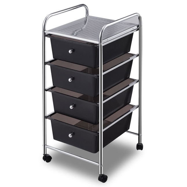 Goplus 4 Drawers Metal Rolling Storage, Metal Storage Cart With Drawers