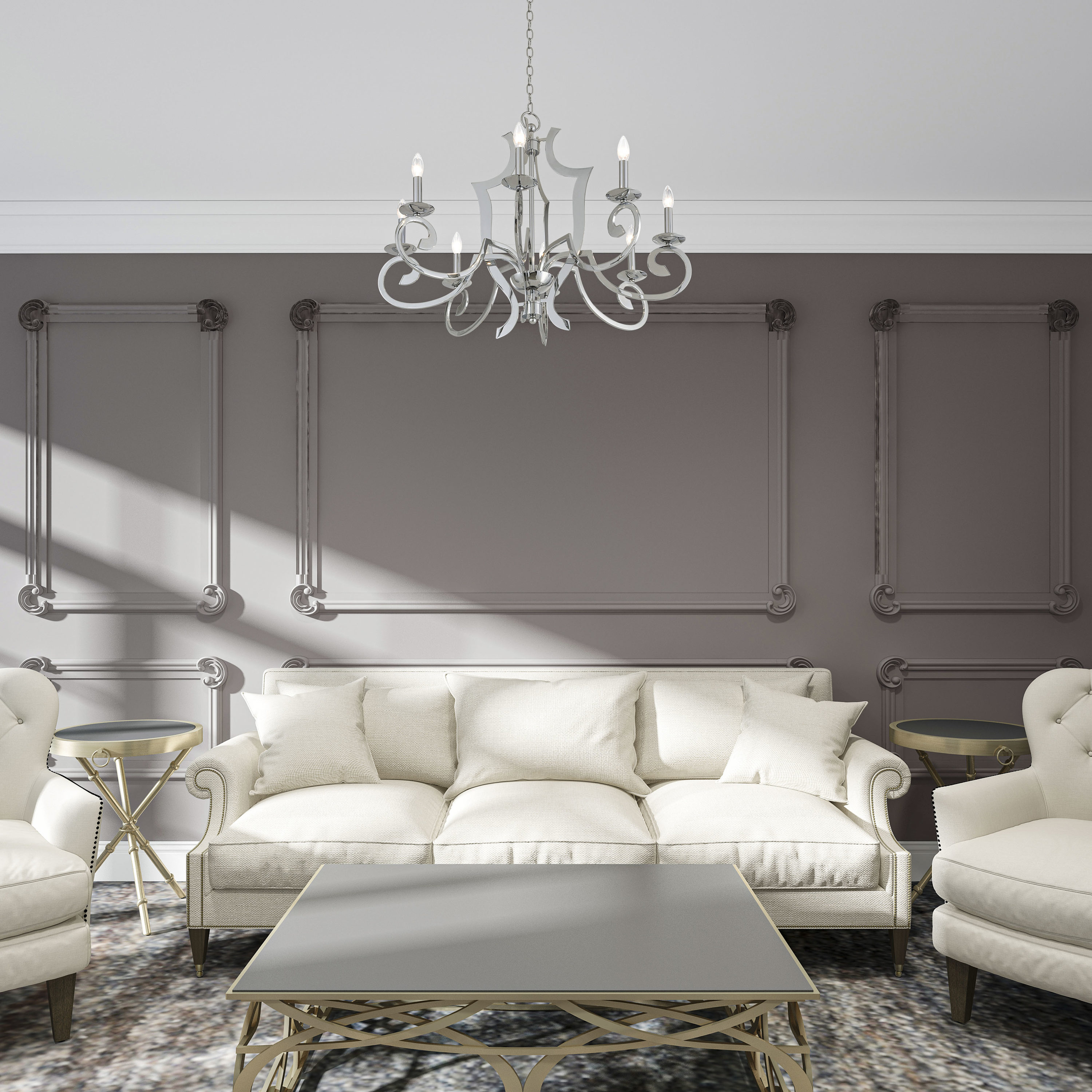 Aldrich 32.5" Polished Chrome 8-Light Candelabra Chandelier