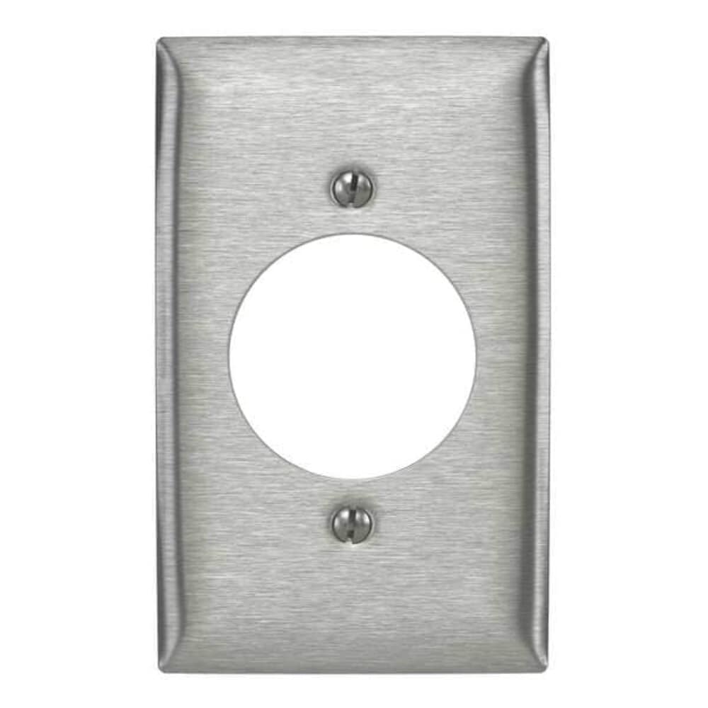 Hubbell  Wiring Device-Kellems Single Receptacle Wall Plates Number of Gangs: 1 Stainless Steel Brushed Finish Silver