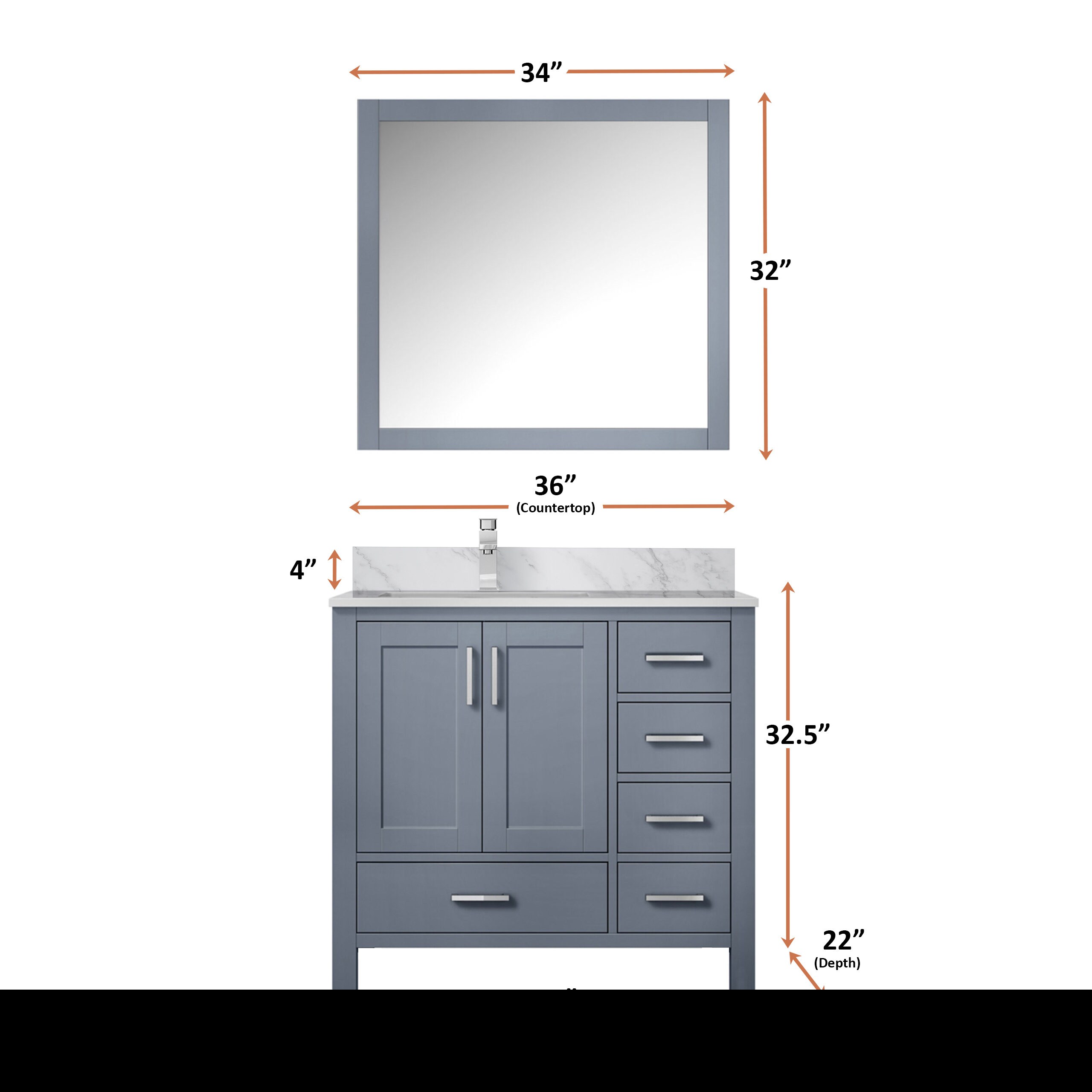 Lexora LJ342236SBDSM34L Bath-Vanity-Combo - View #6