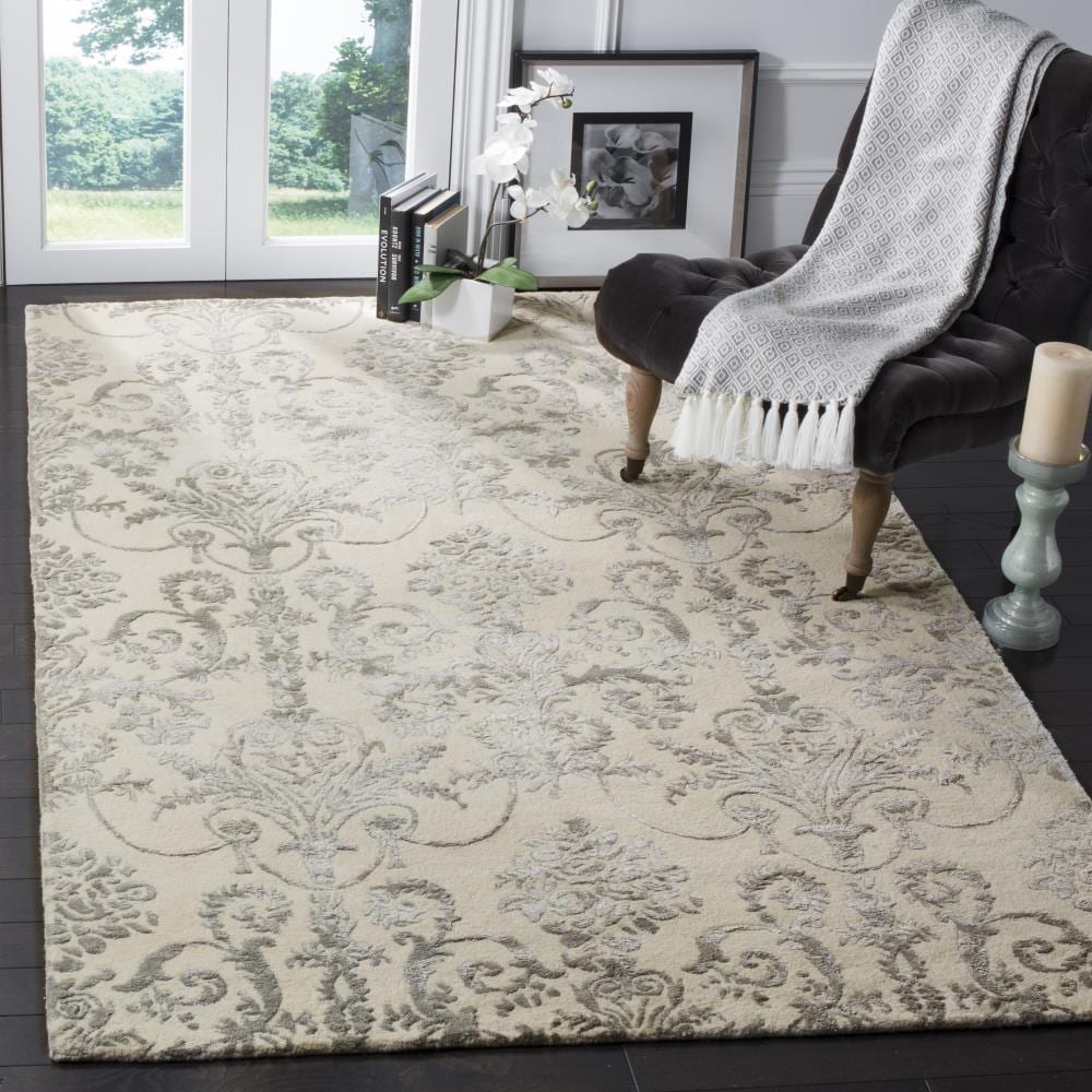 Hand-Tufted Gray Wool-Viscose 59" Square Reversible Rug