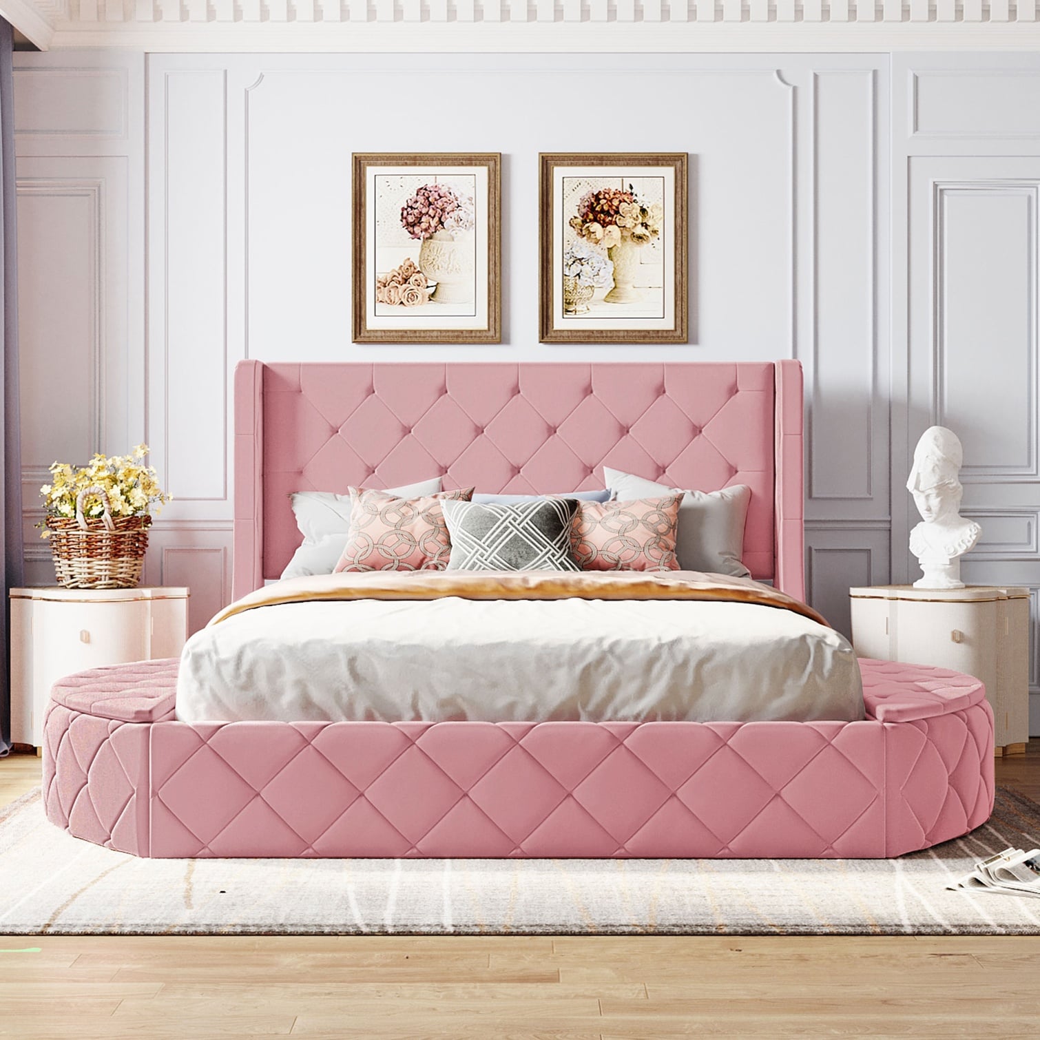 sunjurt Beds and Frames And - Velvet Upholstered Platform Bed Queen ...