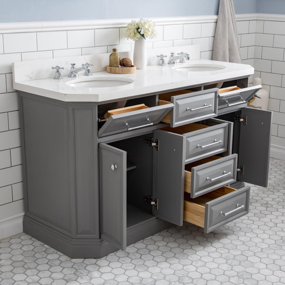 Water Creation Palace 60-in Cashmere Grey Undermount Double Sink ...