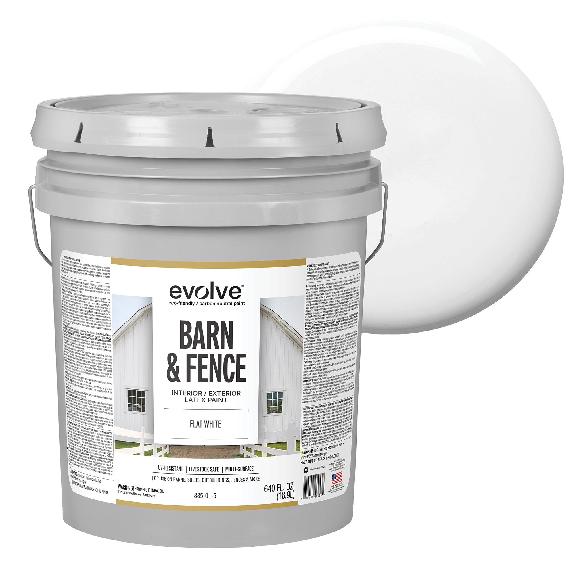 evolve Flat White Latex Exterior Paint + Primer 5-gallon ) #885-01-5