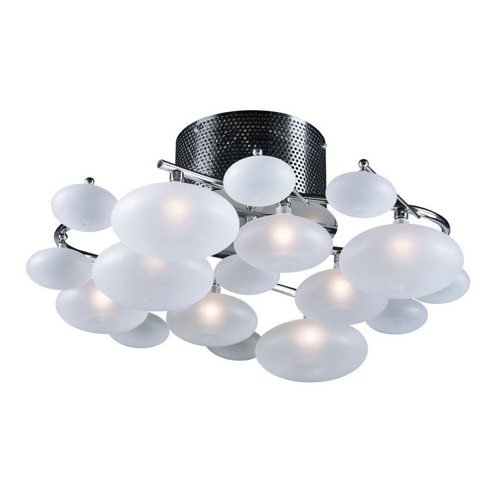 PLC Lighting 96944PC 1-Light 19-in Polished Chrome Halogen Flush Mount Light