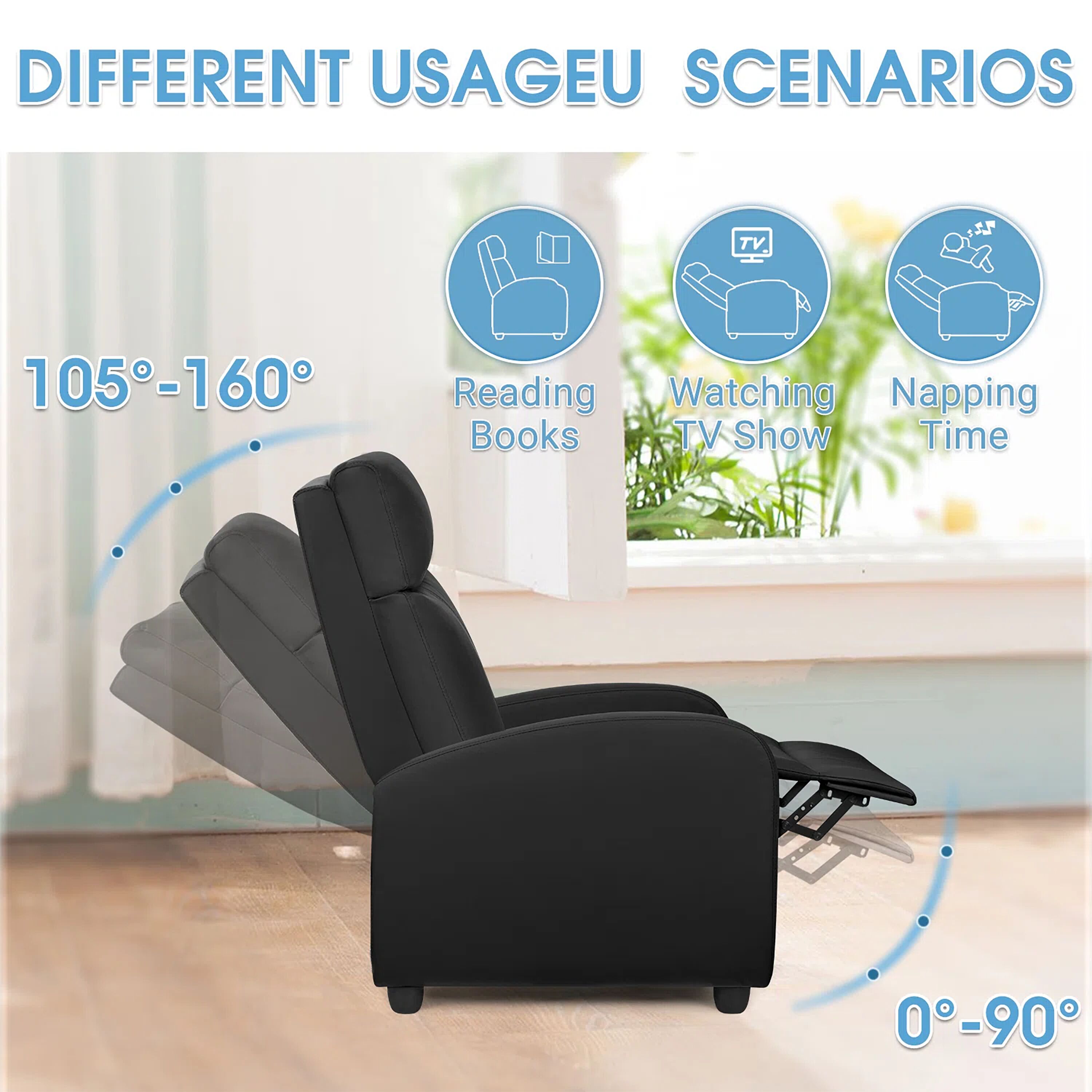 Vineego Massage Sofa Chair,Adjustable Fabric Recliner Home Theater