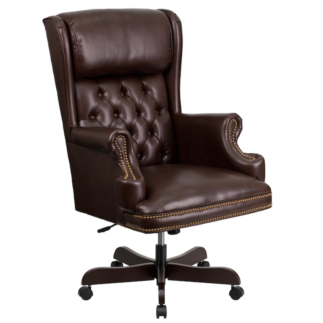 Flash Furniture High Back Traditional Tufted Leather Executive Swivel Office Chair, Brown