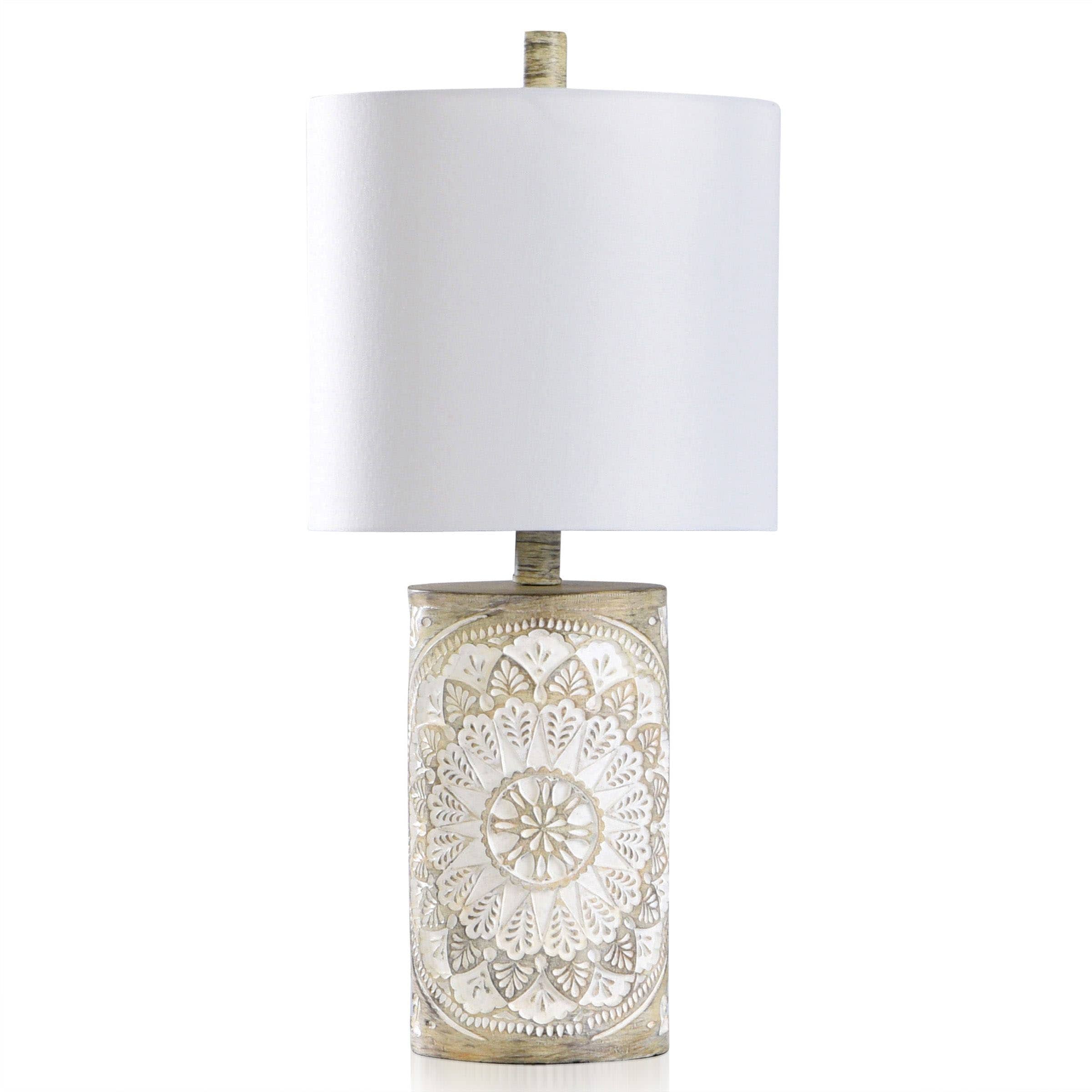 StyleCraft Home Collection L10502DS White On/Off Switch Table Lamp with Linen Shade