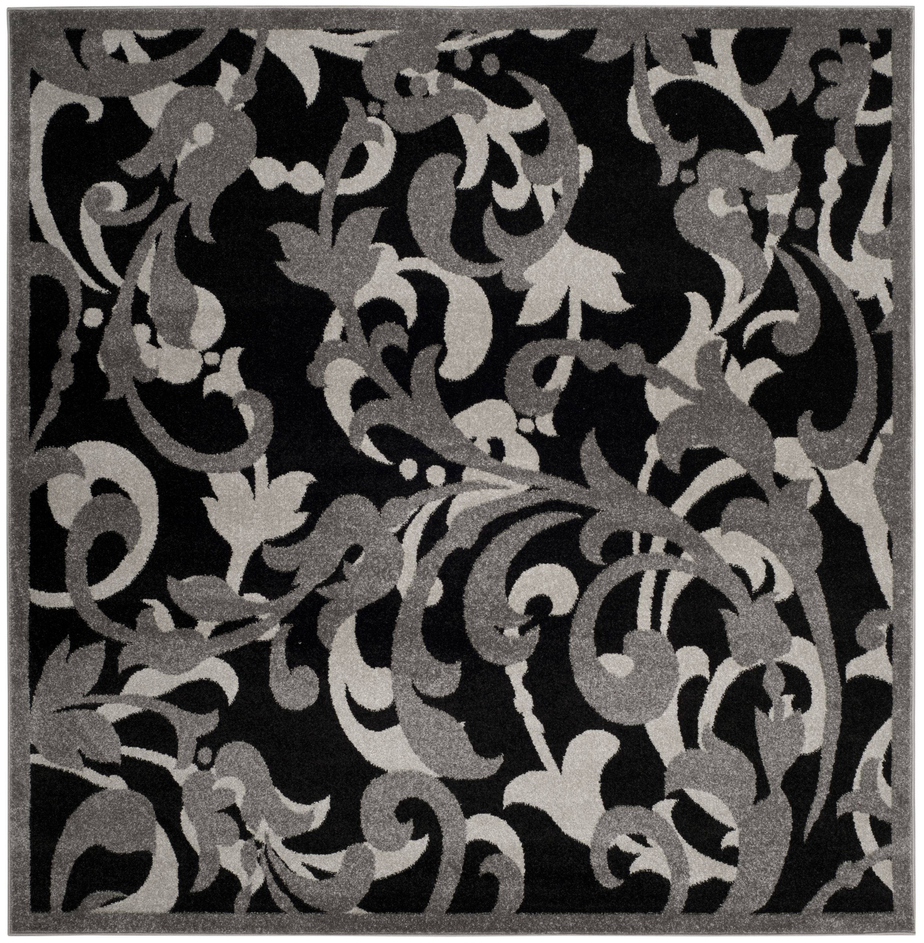 Safavieh AMT428G-7SQ Amherst Sophia 7 x 7 (ft) Loomed Synthetic Anthracite/Light Gray Square Indoor/Outdoor Abstract Farmhouse/Cottage Area rug