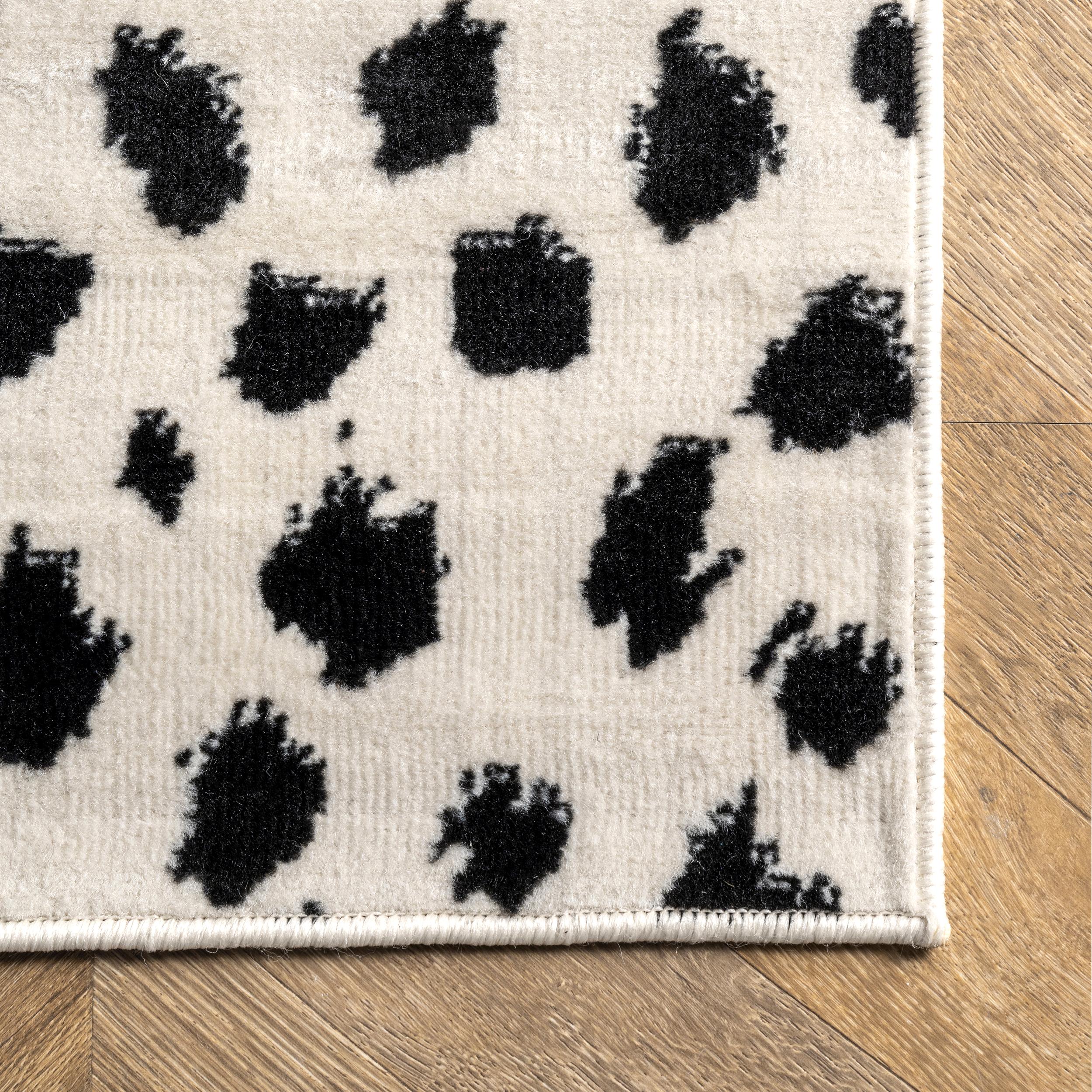Reversible Gray Synthetic Rectangular Easy-Care Area Rug