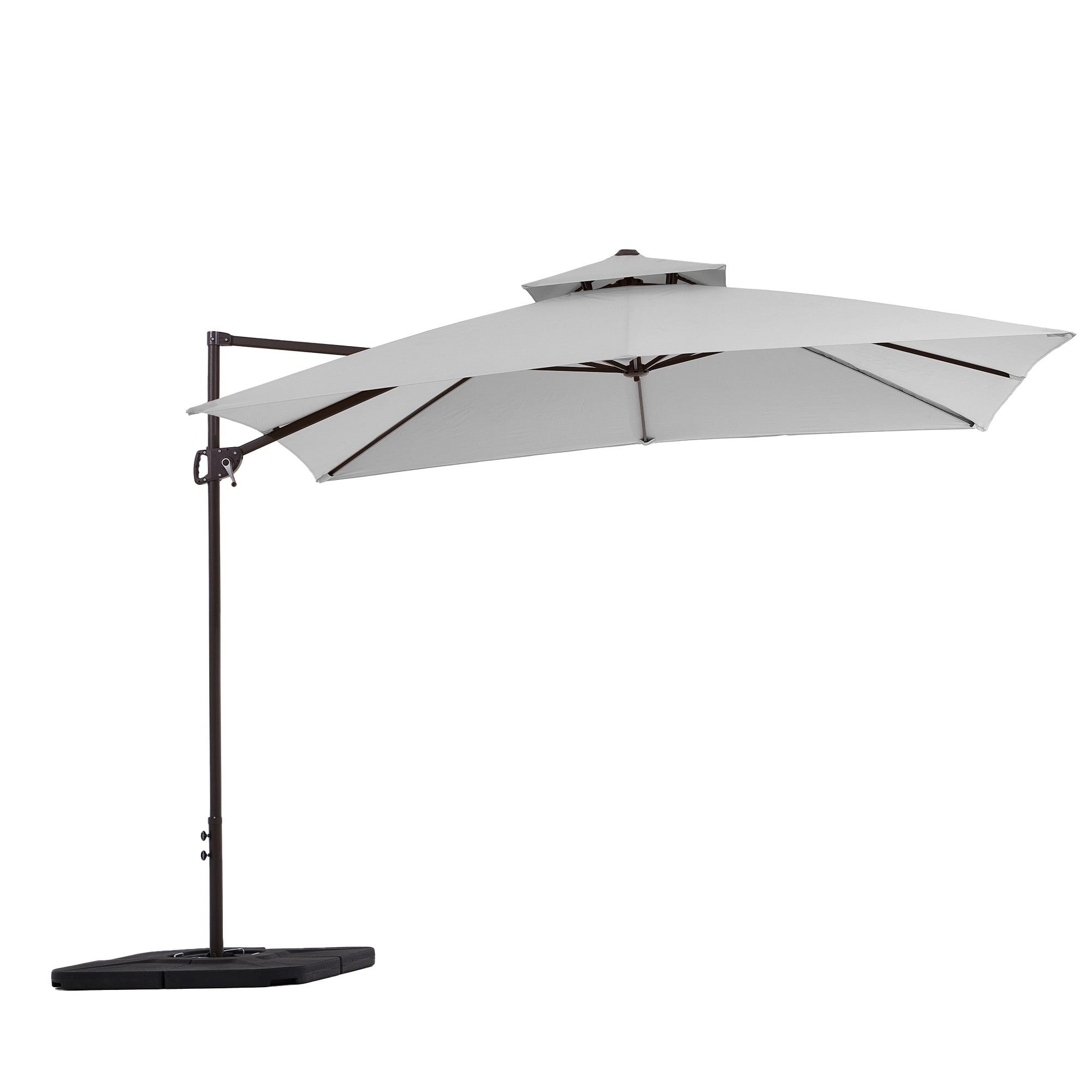 VOUA JYLM-10X10-GY 10-ft Iron Light gray Crank Cantilever Patio Umbrella with Base