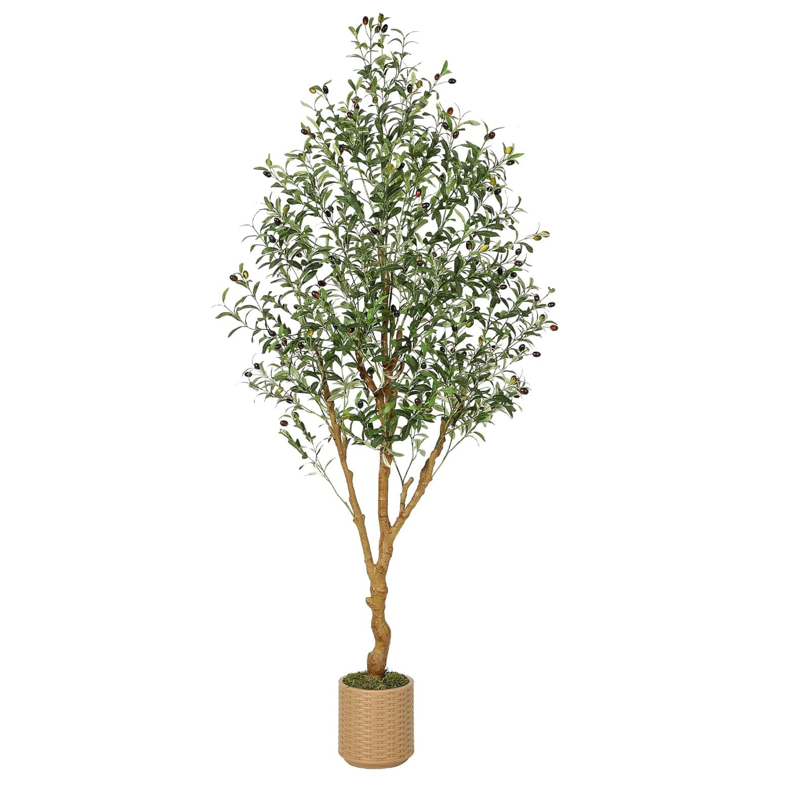 IdealHouse 7ft Tall Artificial Olive Tree/ Faux Indoor Topiary Plant ...