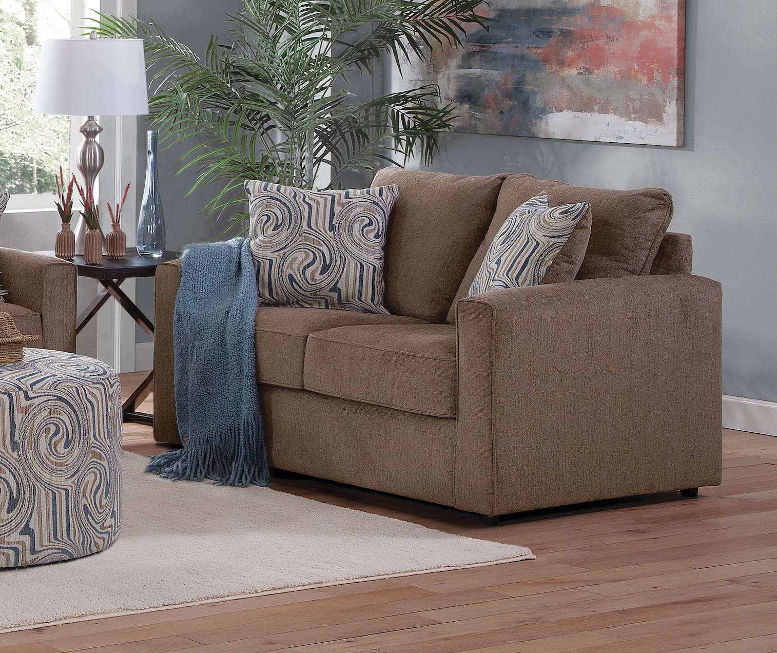 A Furniture Classics 8-020-A441V2 Delilah 56-in Casual Latte Chenille Loveseat