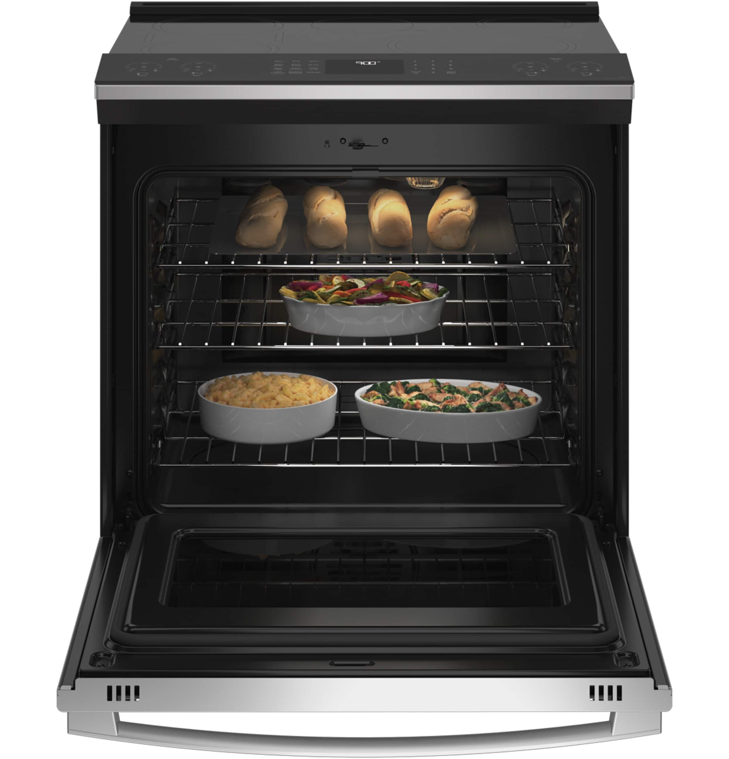 Induction range store with bridge element