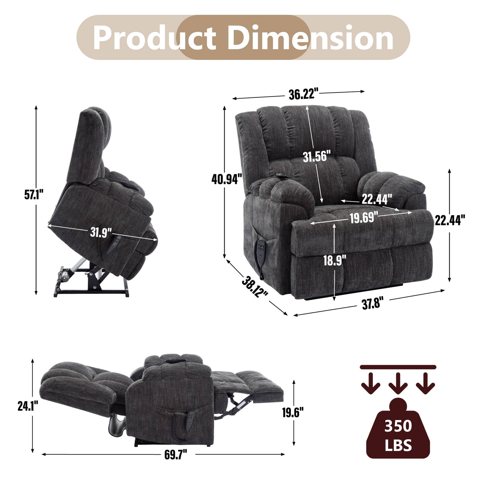 Boyel Living BL-CM889GY recliners - View #3