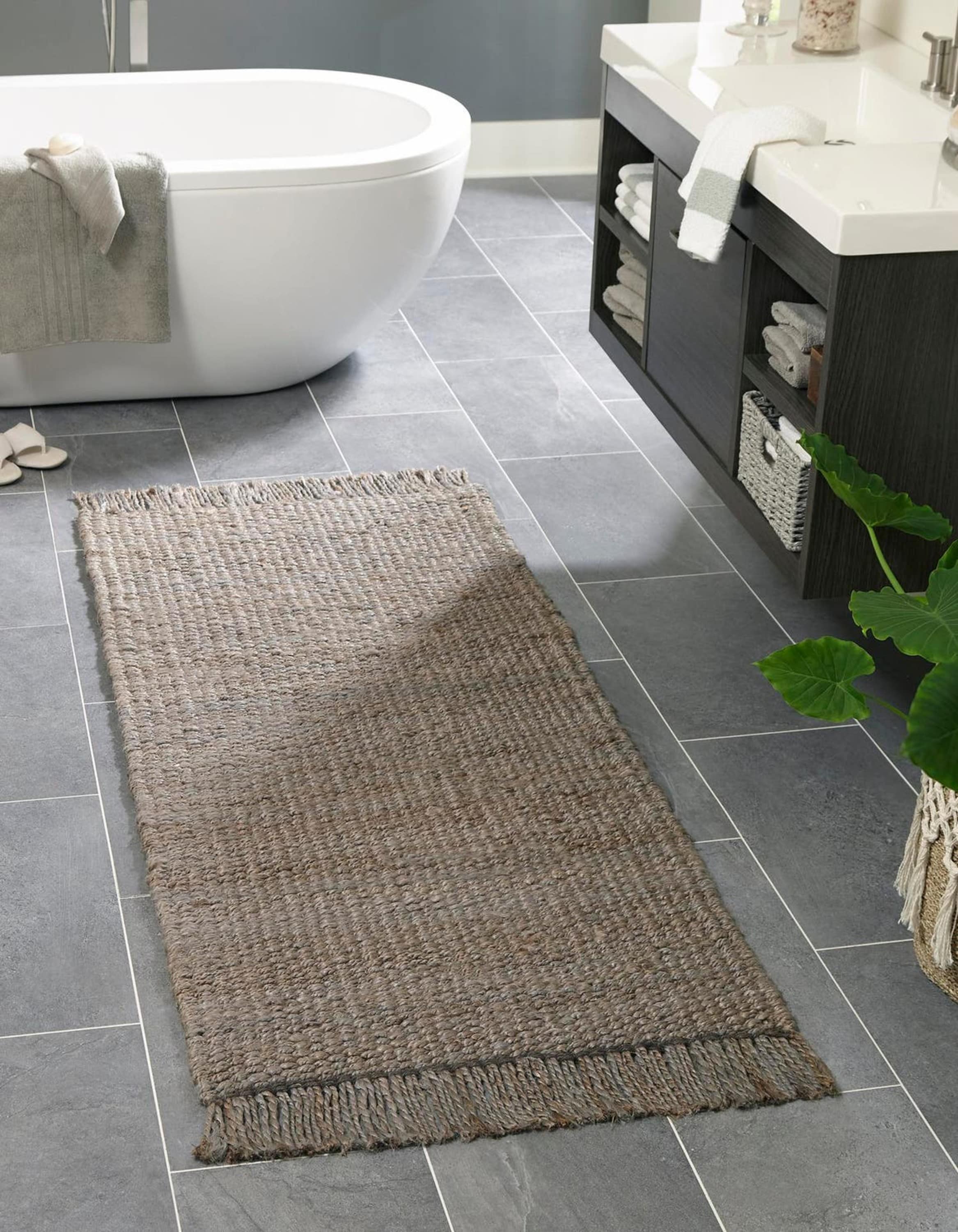 Unique Loom 3142806 Chunky Jute 3 x 6 (ft) Jute Gray Rectangular Indoor Solid Runner rug