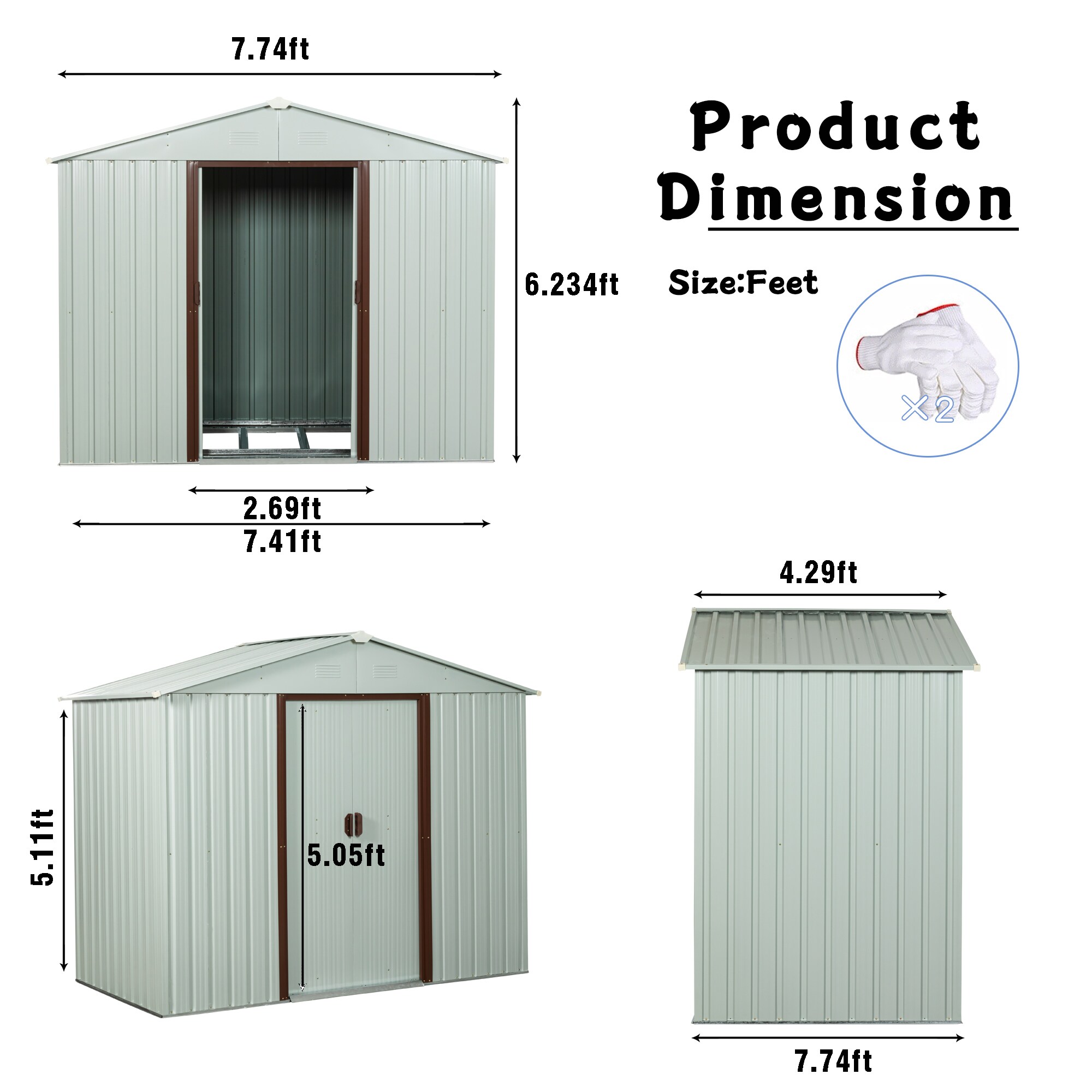 Kahomvis WWC-QP211-38 Metal-Storage-Buildings-Sheds - View #3