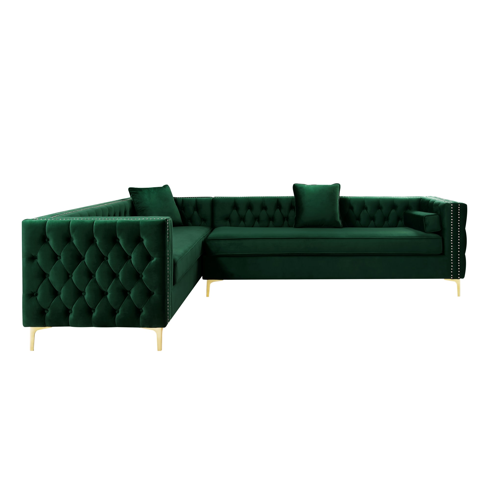 Inspired Home CL01-02HG1-LS Olivia 120.5-in Glam Hunter Green Velvet 4 -seater Sectional