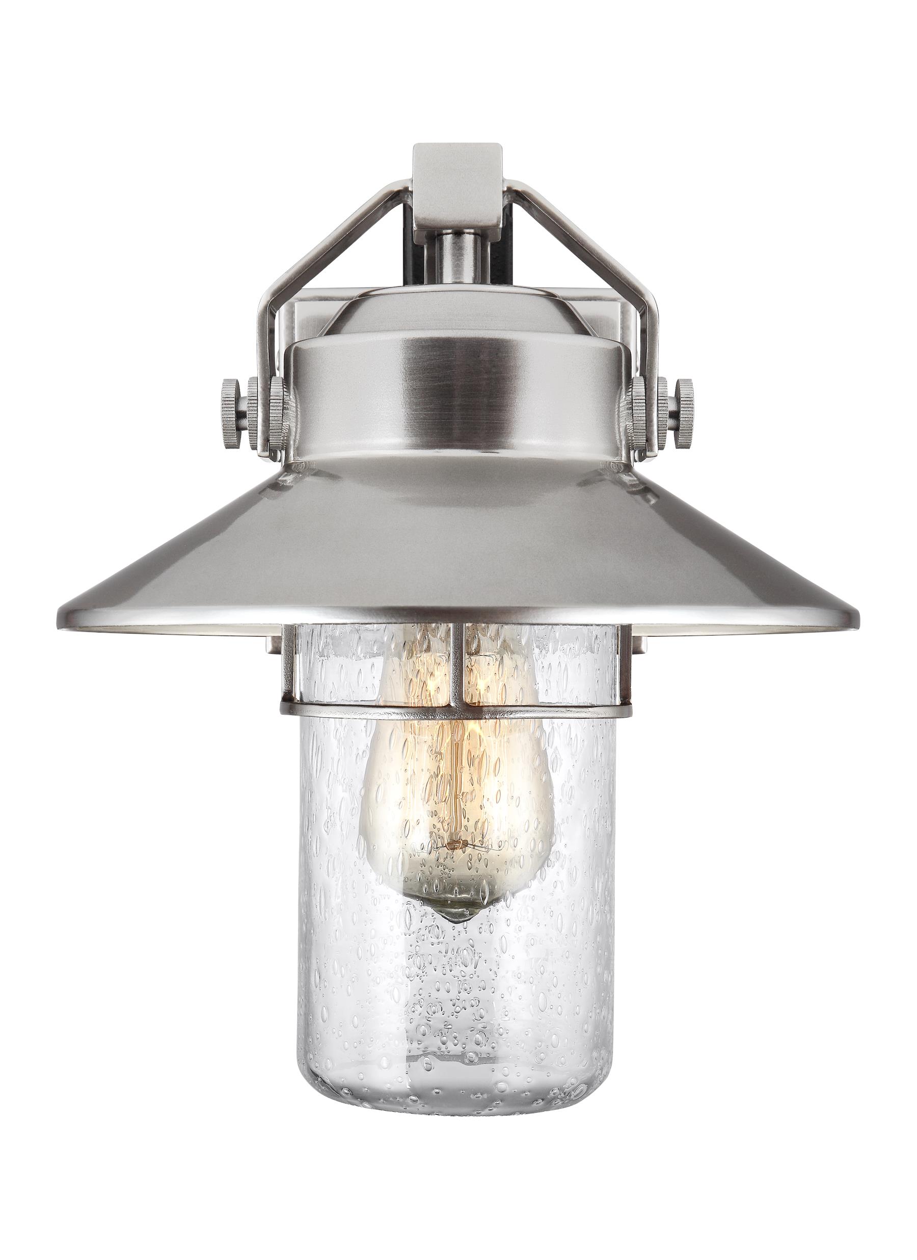 Painted Brushed Steel Outdoor Wall Lantern with Clear Seeded Glass