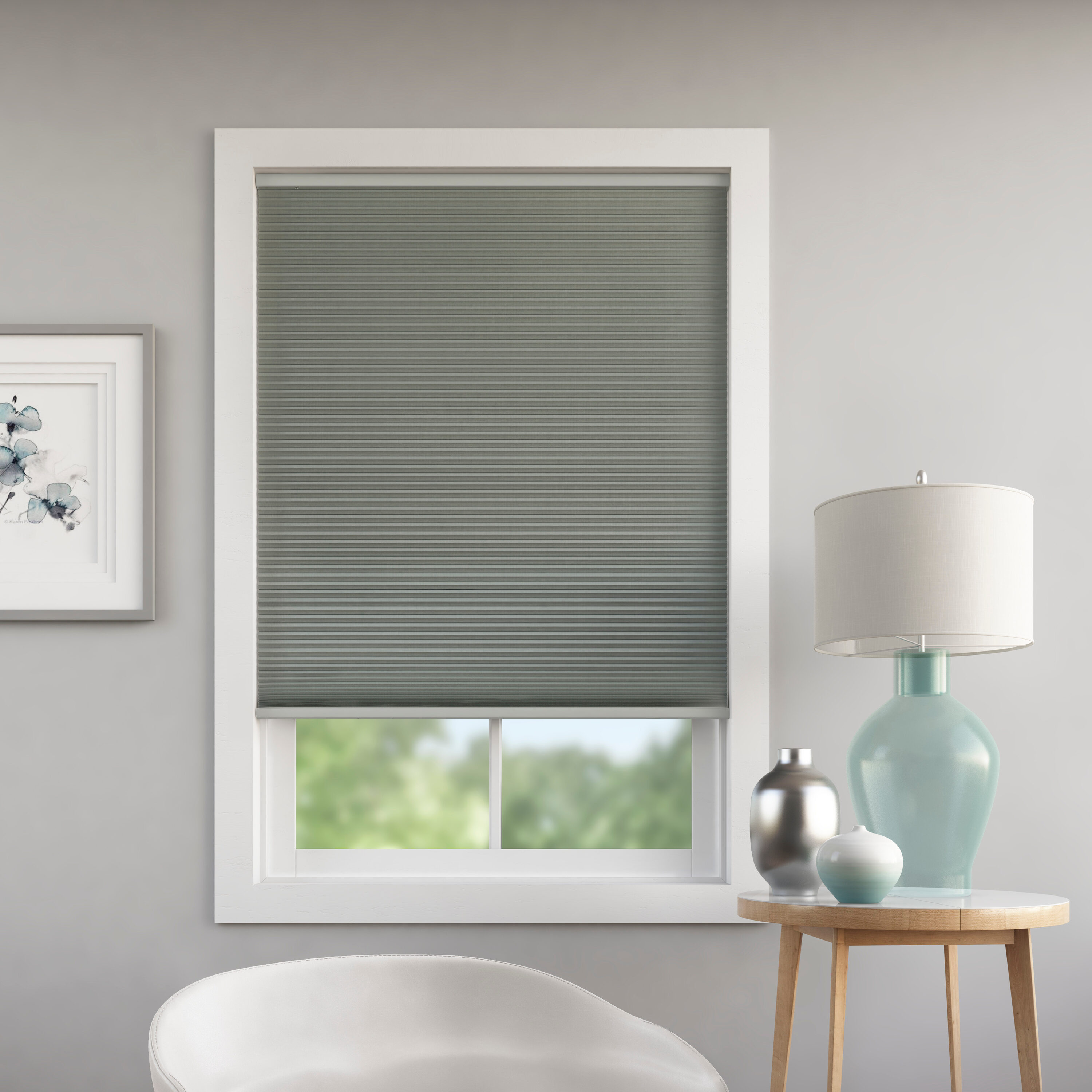 LEVOLOR 34-in x 72-in Graphite Blackout Cordless Cellular Shade in the ...